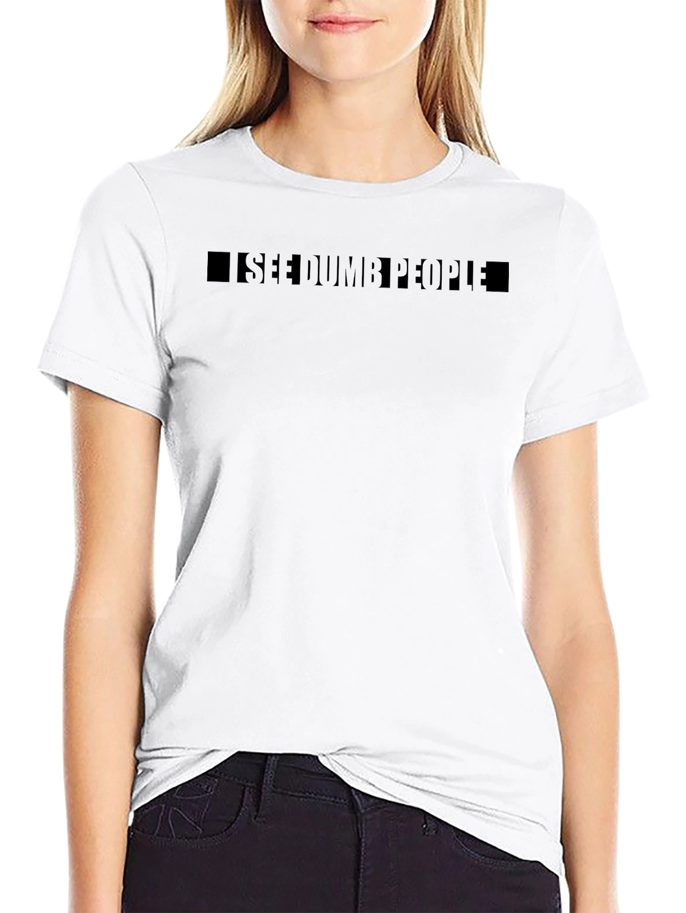 I See Dumb People Black Graphic T-Shirt