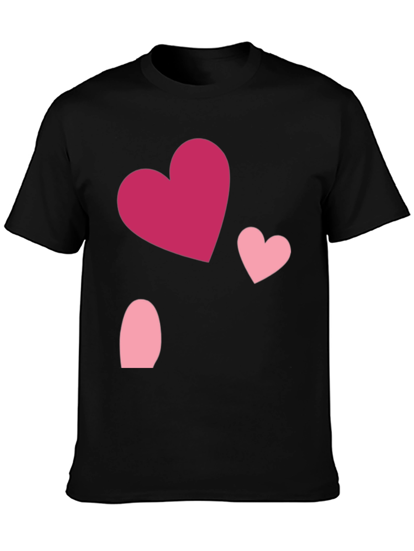 Heart Pattern Black Casual T-Shirt