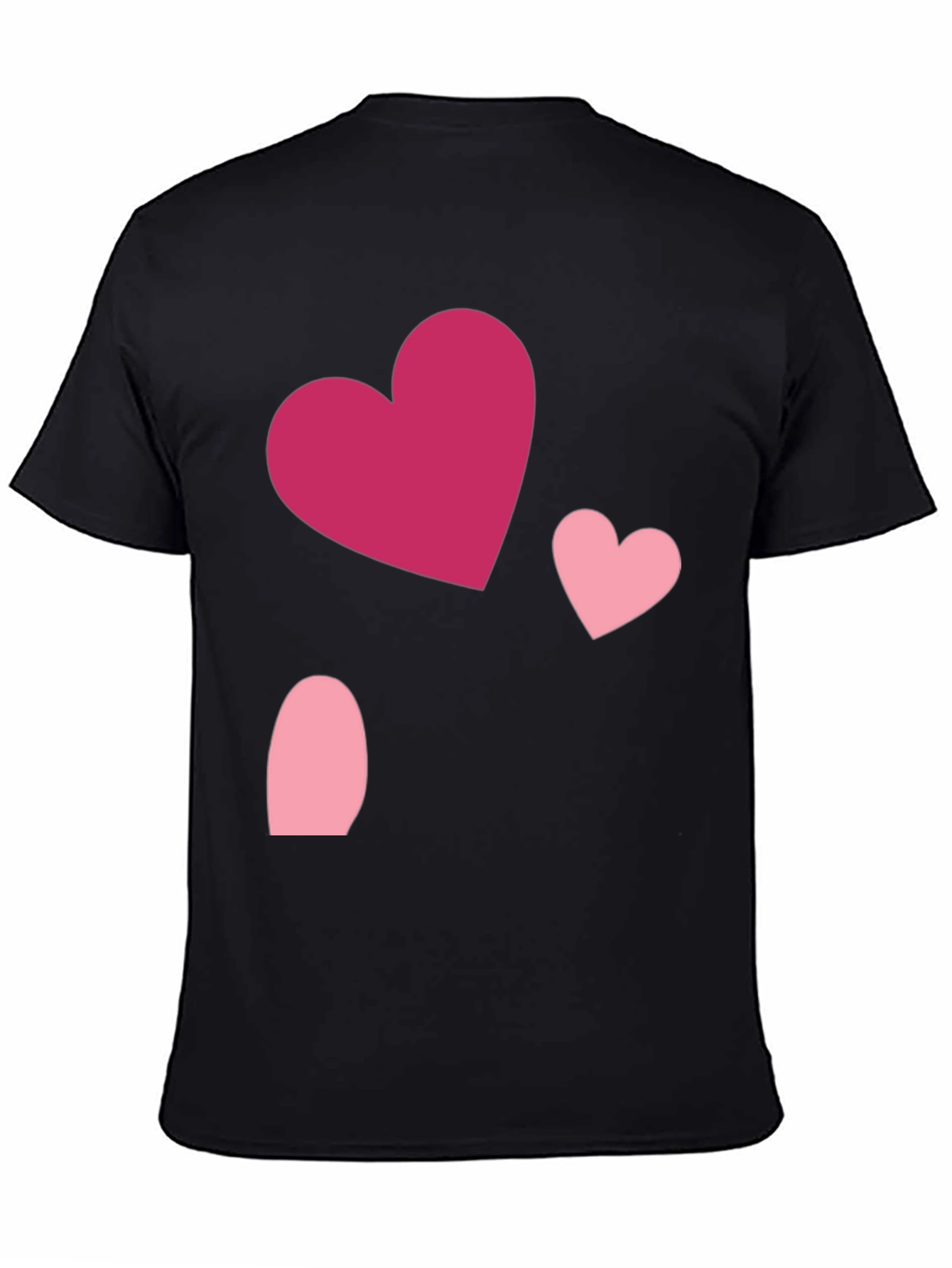 Heart Pattern Black Casual T-Shirt
