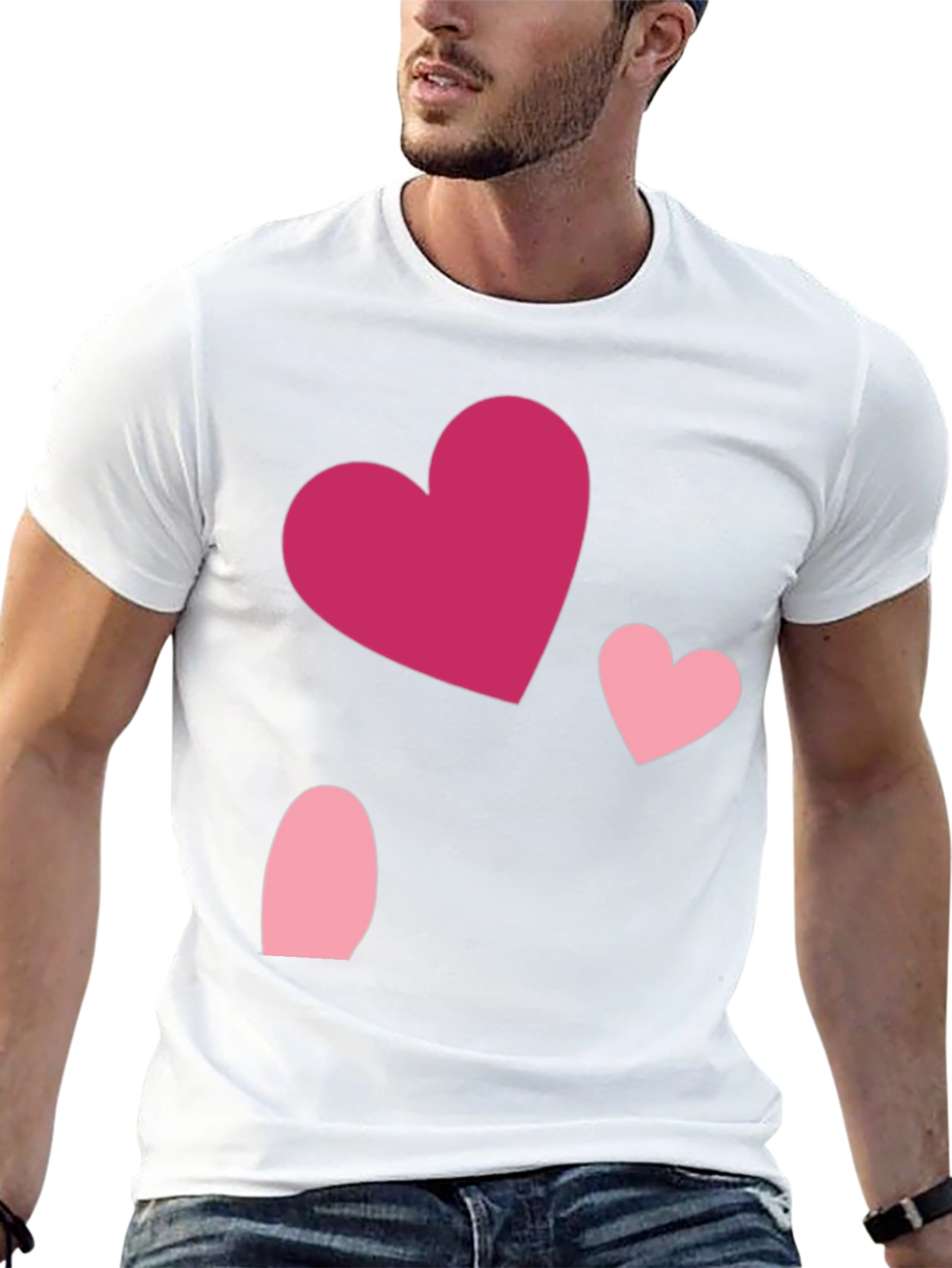Heart Pattern Black Casual T-Shirt