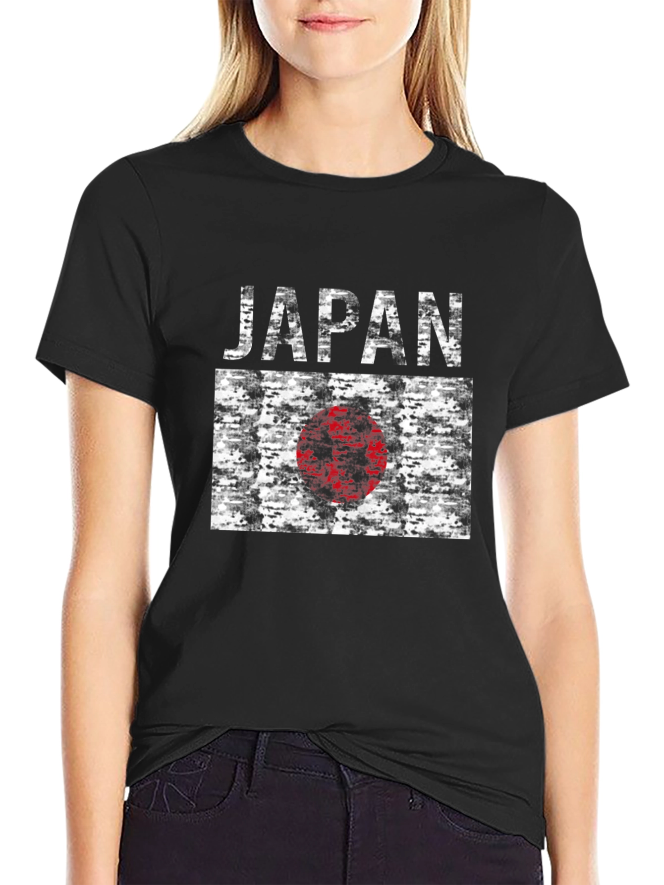 Japan Flag Graphic Tee - Black Cotton T-Shirt