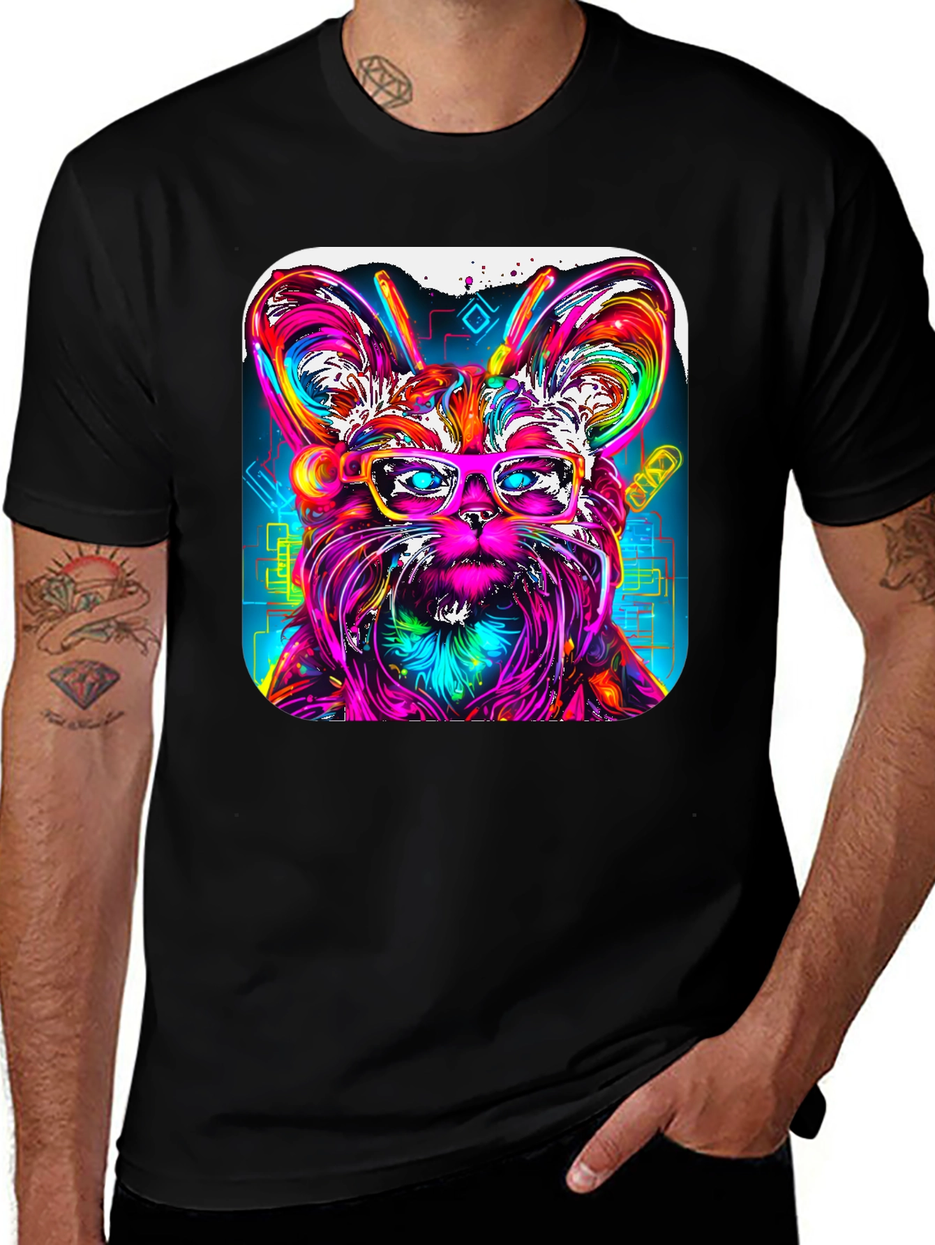 Psychedelic Yorkie T-Shirt - Cool Dog Art