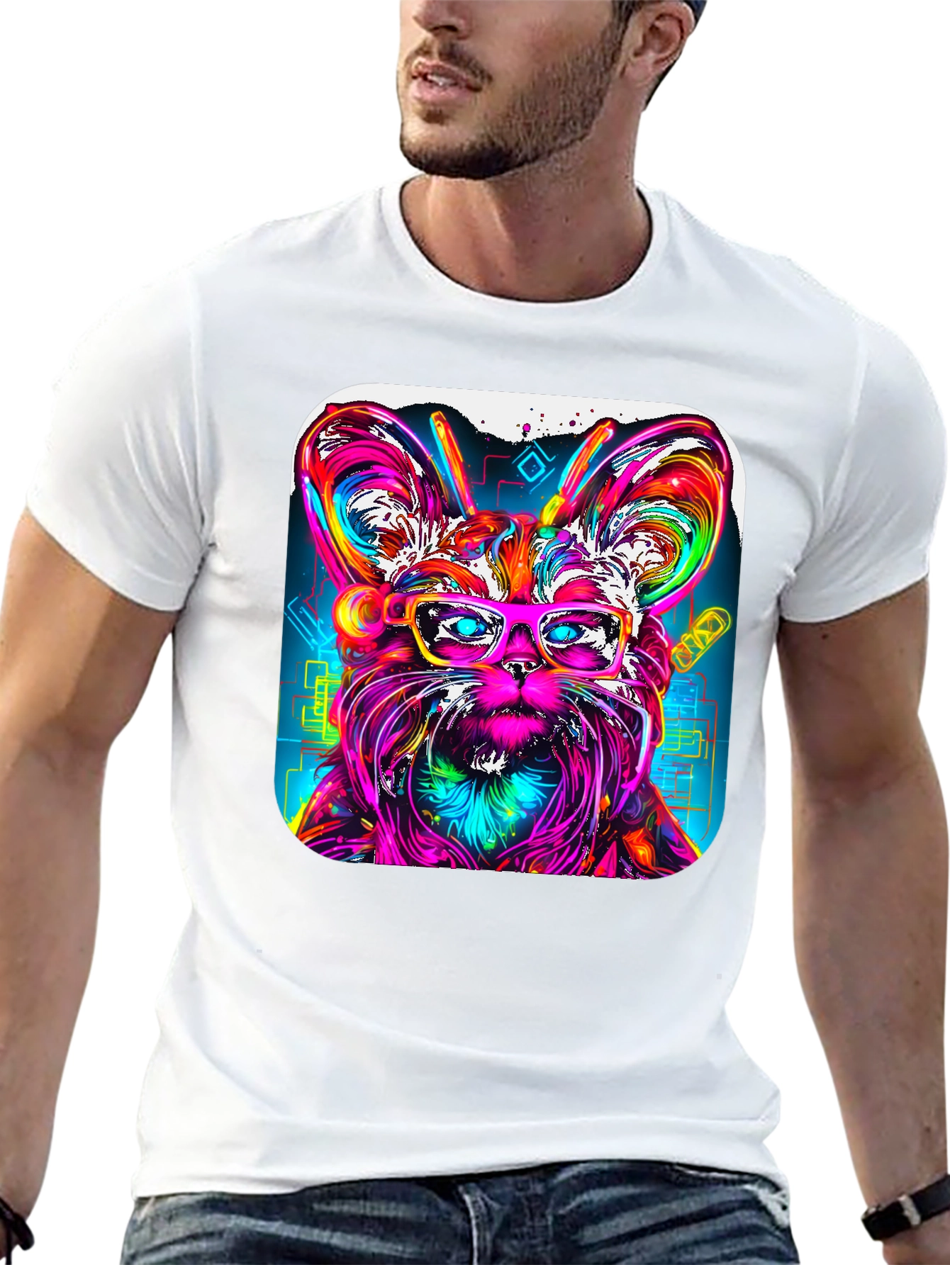 Psychedelic Yorkie T-Shirt - Cool Dog Art