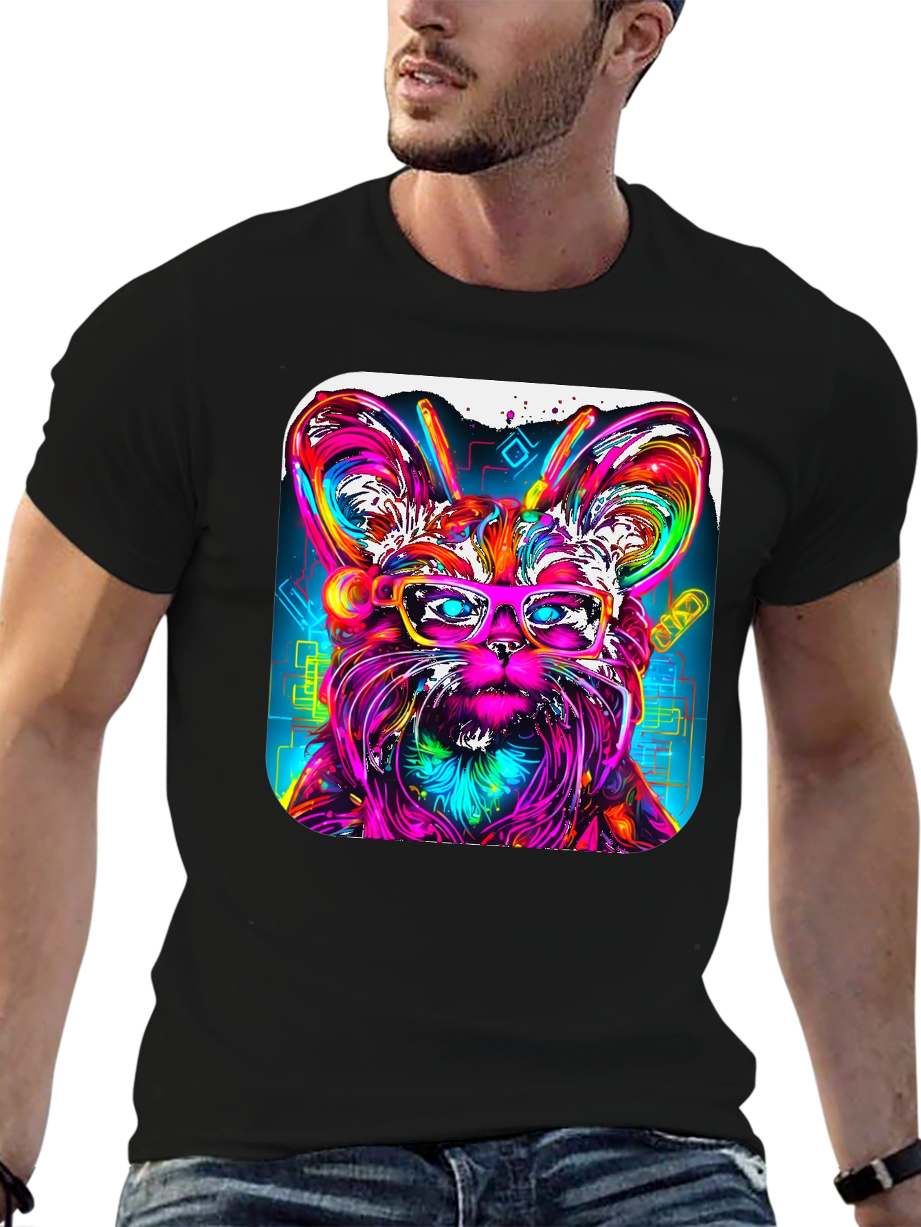 Psychedelic Yorkie T-Shirt - Cool Dog Art