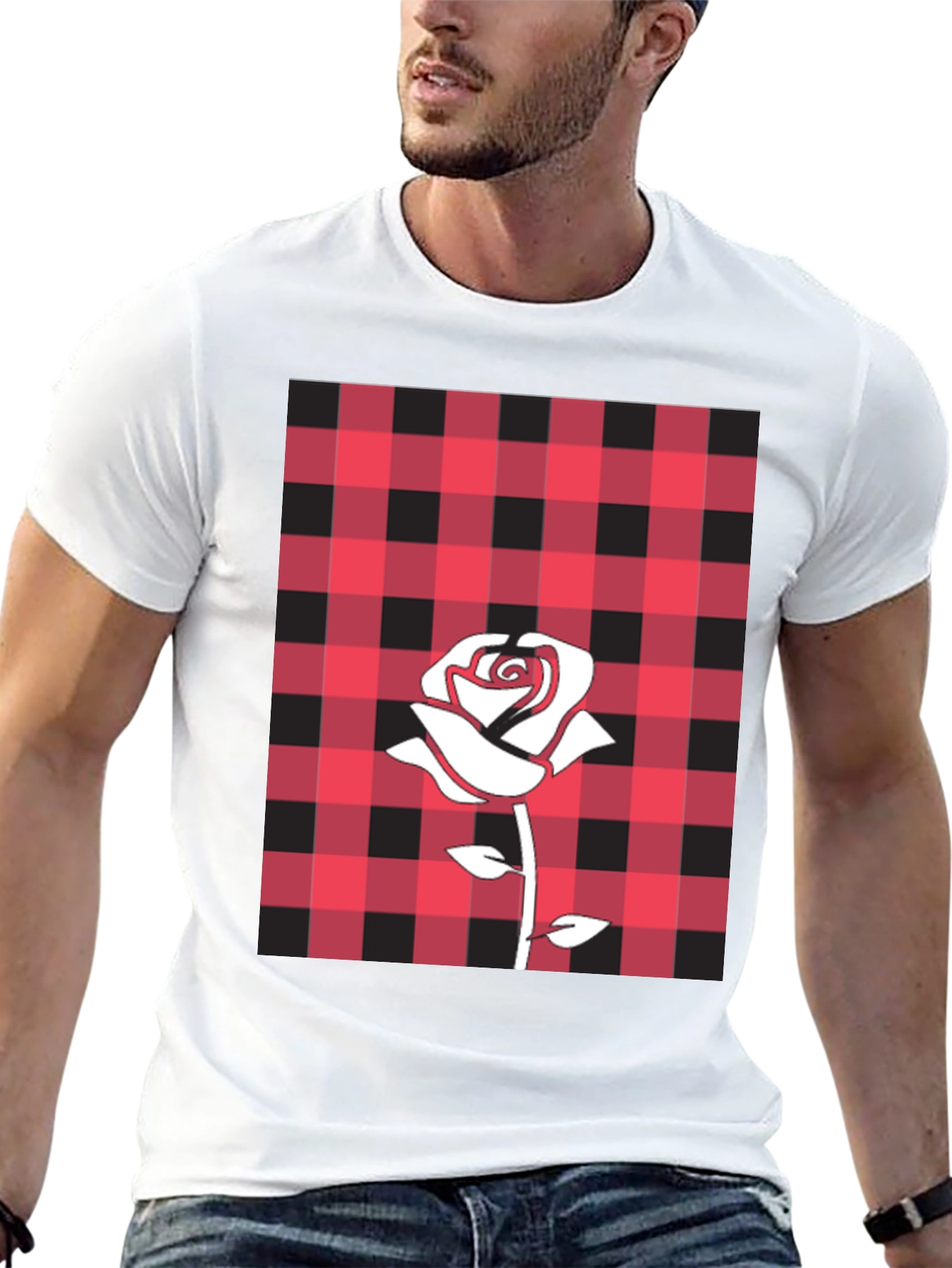 Rose and Plaid Graphic Tee