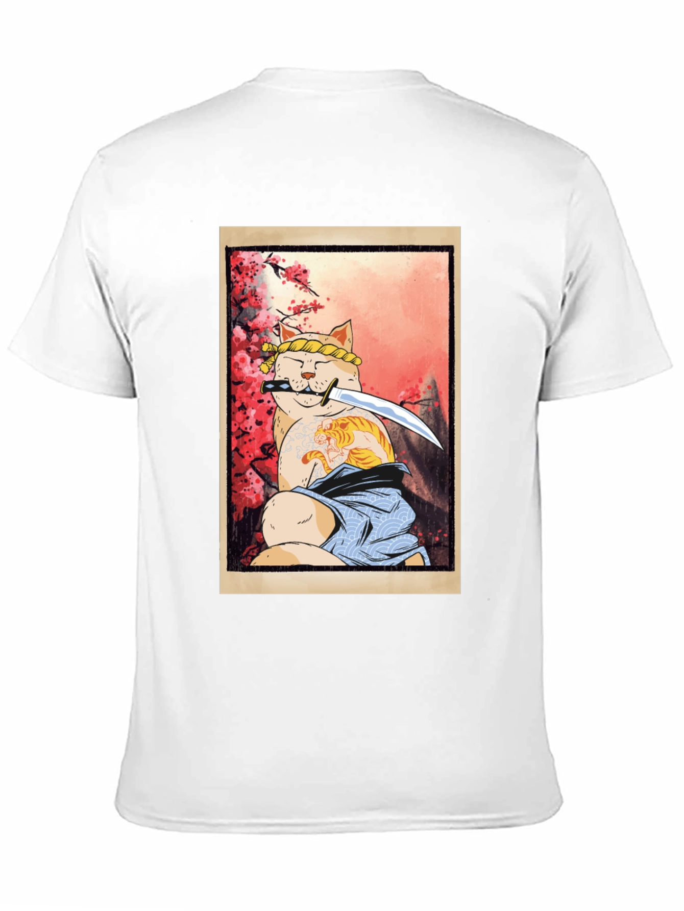 Samurai Cat T-Shirt - Warrior Kitten Design