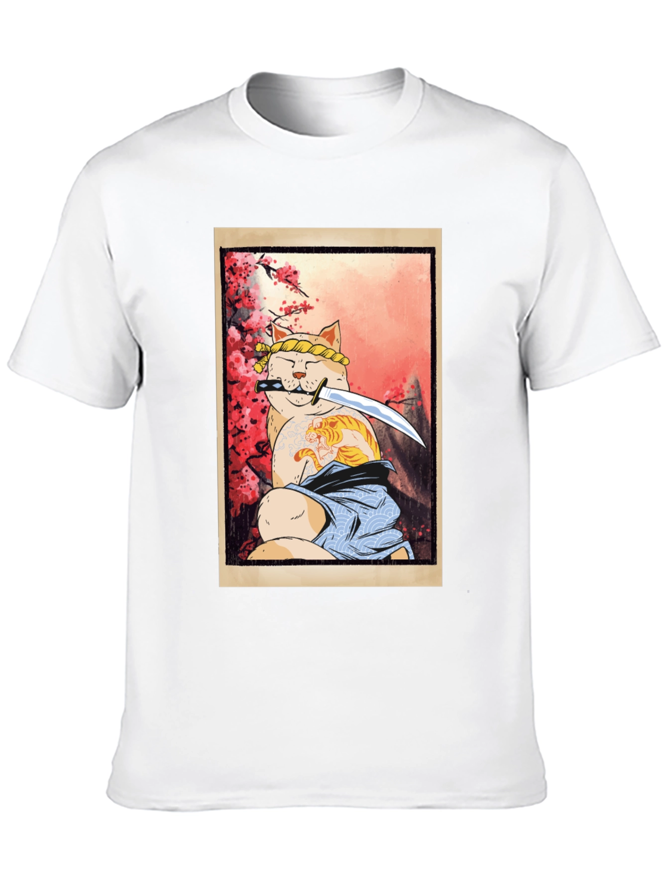 Samurai Cat T-Shirt - Warrior Kitten Design