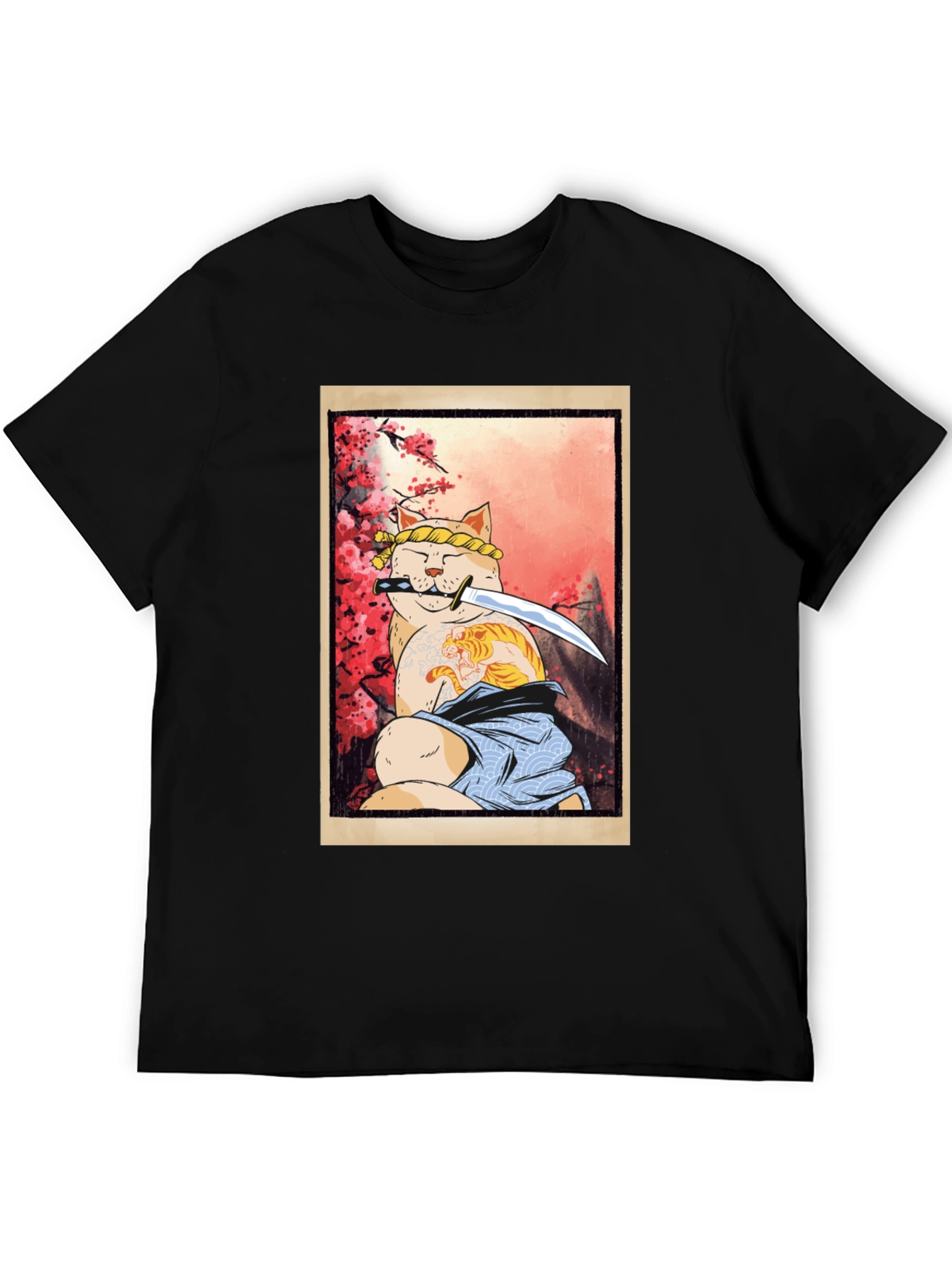 Samurai Cat T-Shirt - Warrior Kitten Design