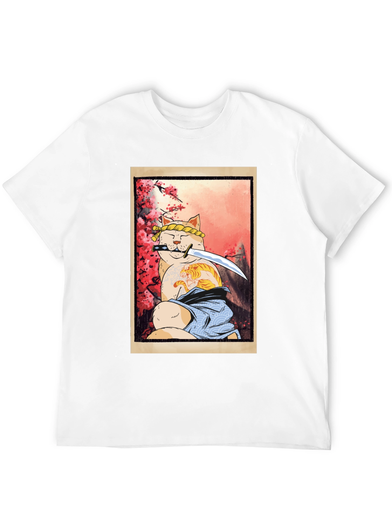 Samurai Cat T-Shirt - Warrior Kitten Design