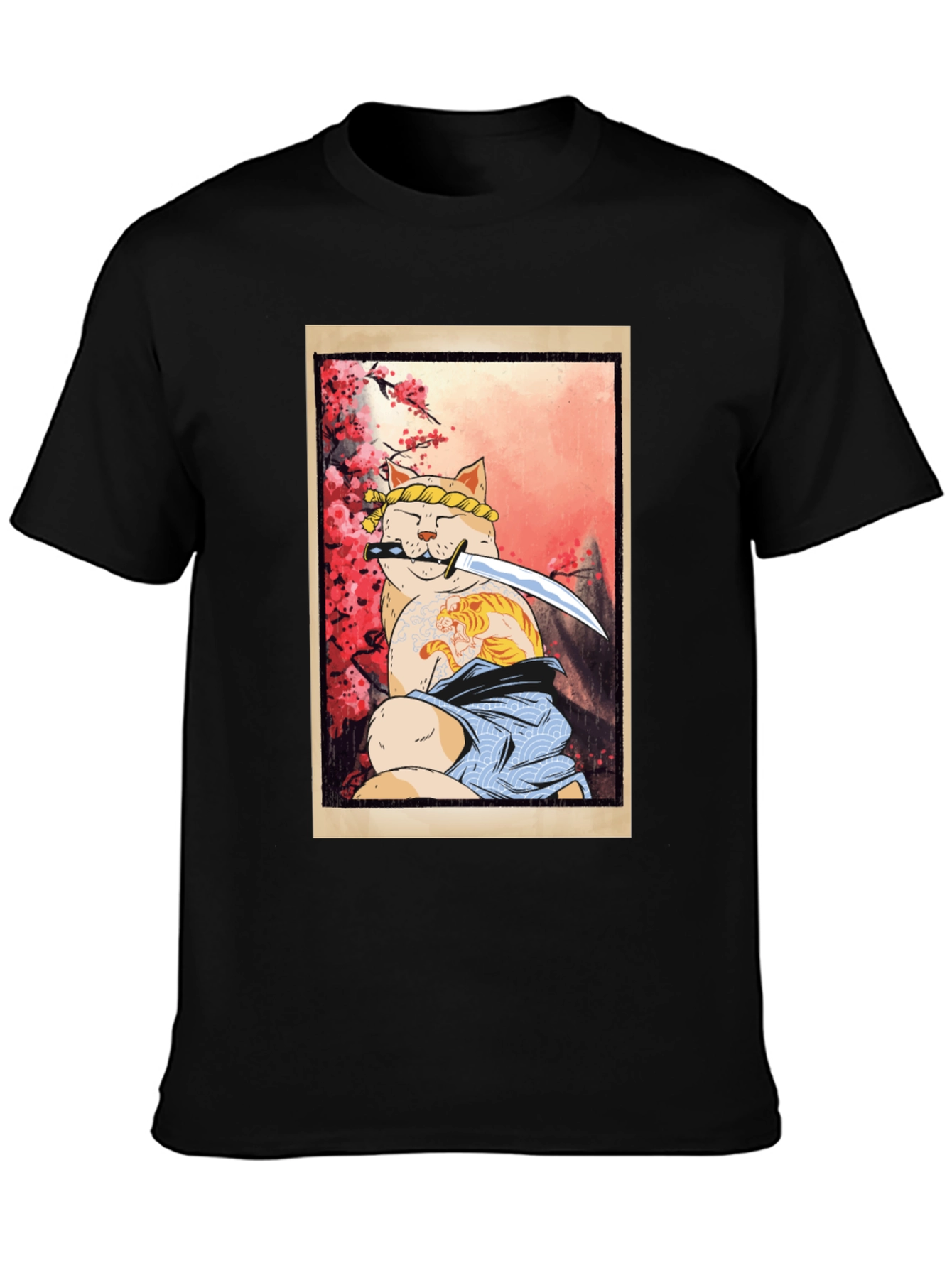Samurai Cat T-Shirt - Warrior Kitten Design