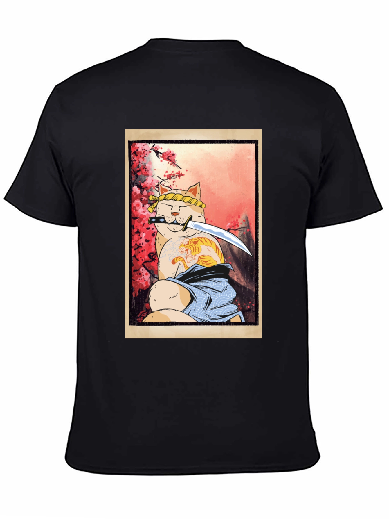 Samurai Cat T-Shirt - Warrior Kitten Design