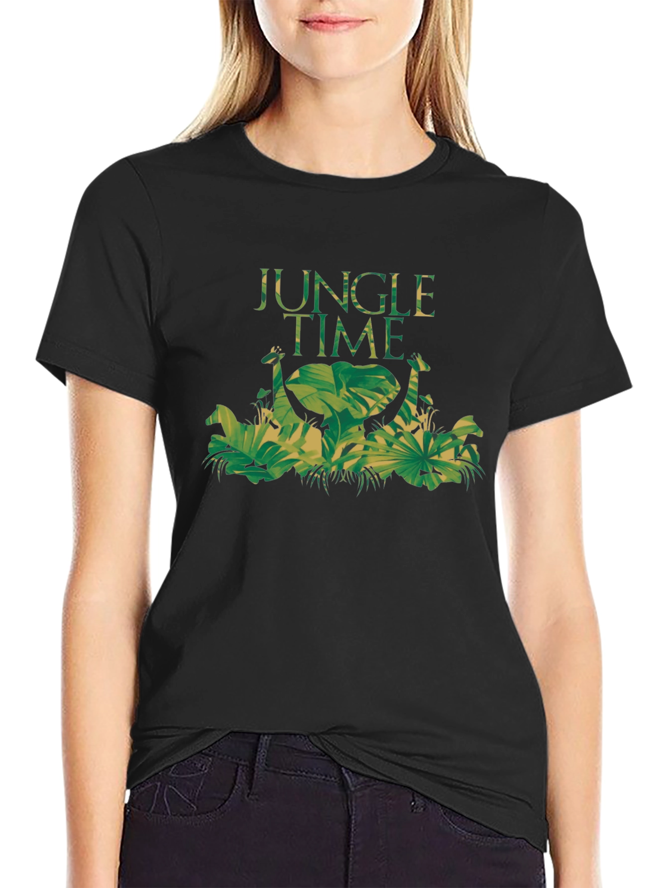 Jungle Time Graphic Tee - Nature Inspired Black T-Shirt