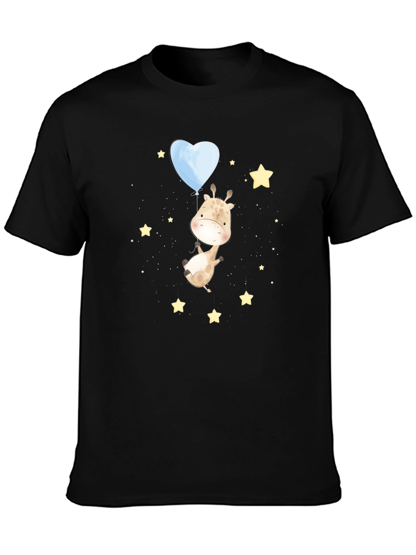 Giraffe & Balloon Graphic Tee - Black