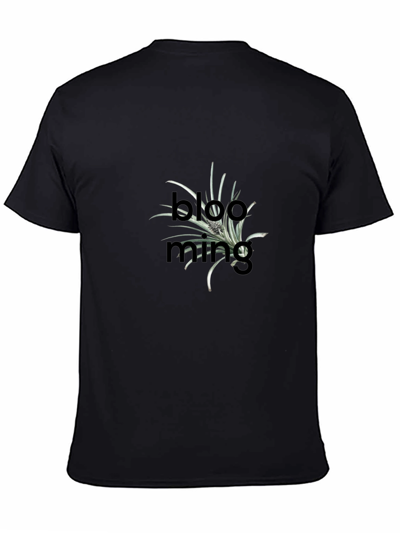 Blooming Plant Graphic Black T-Shirt