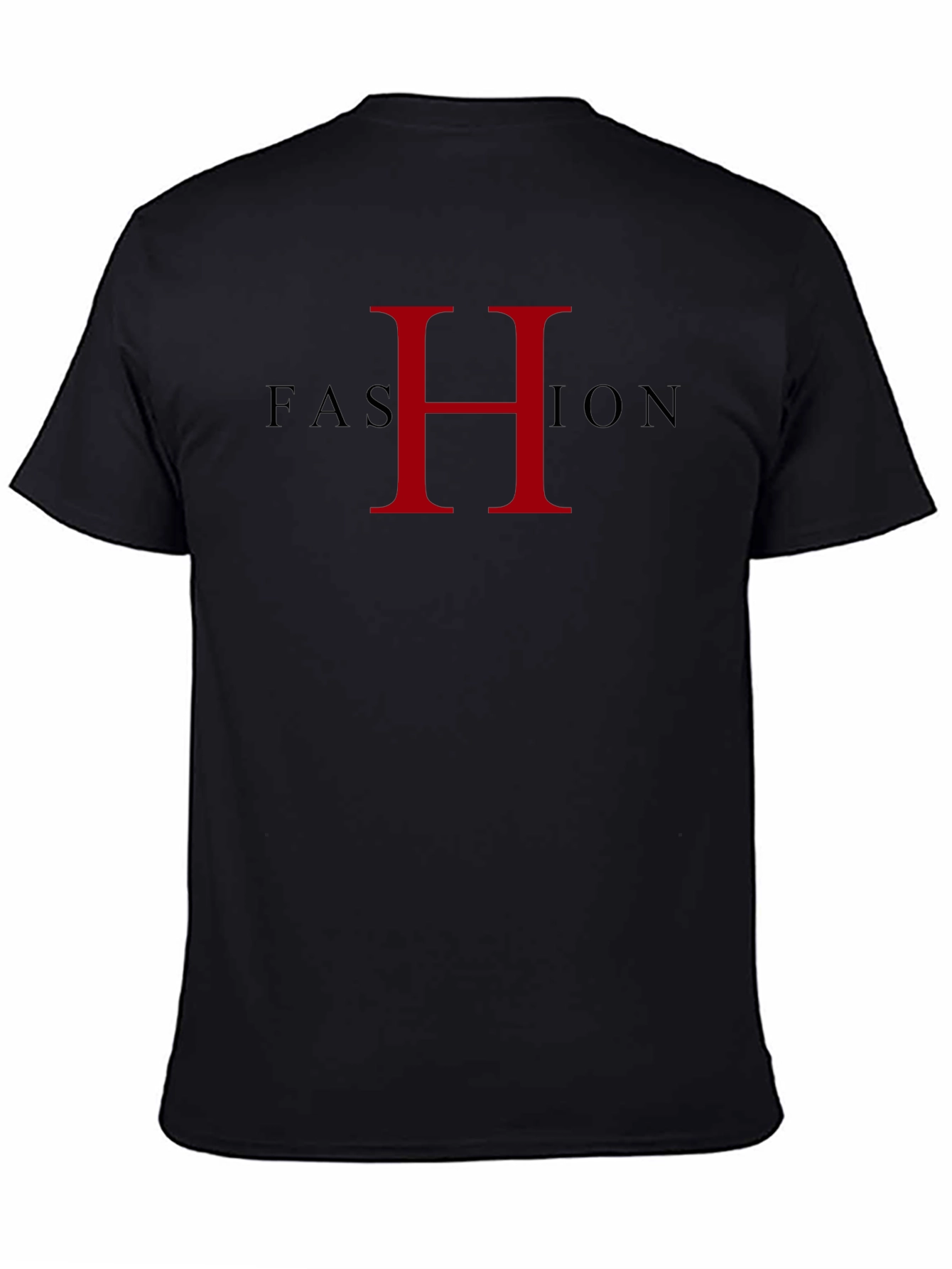 Fashion H Mens Black Graphic Tee