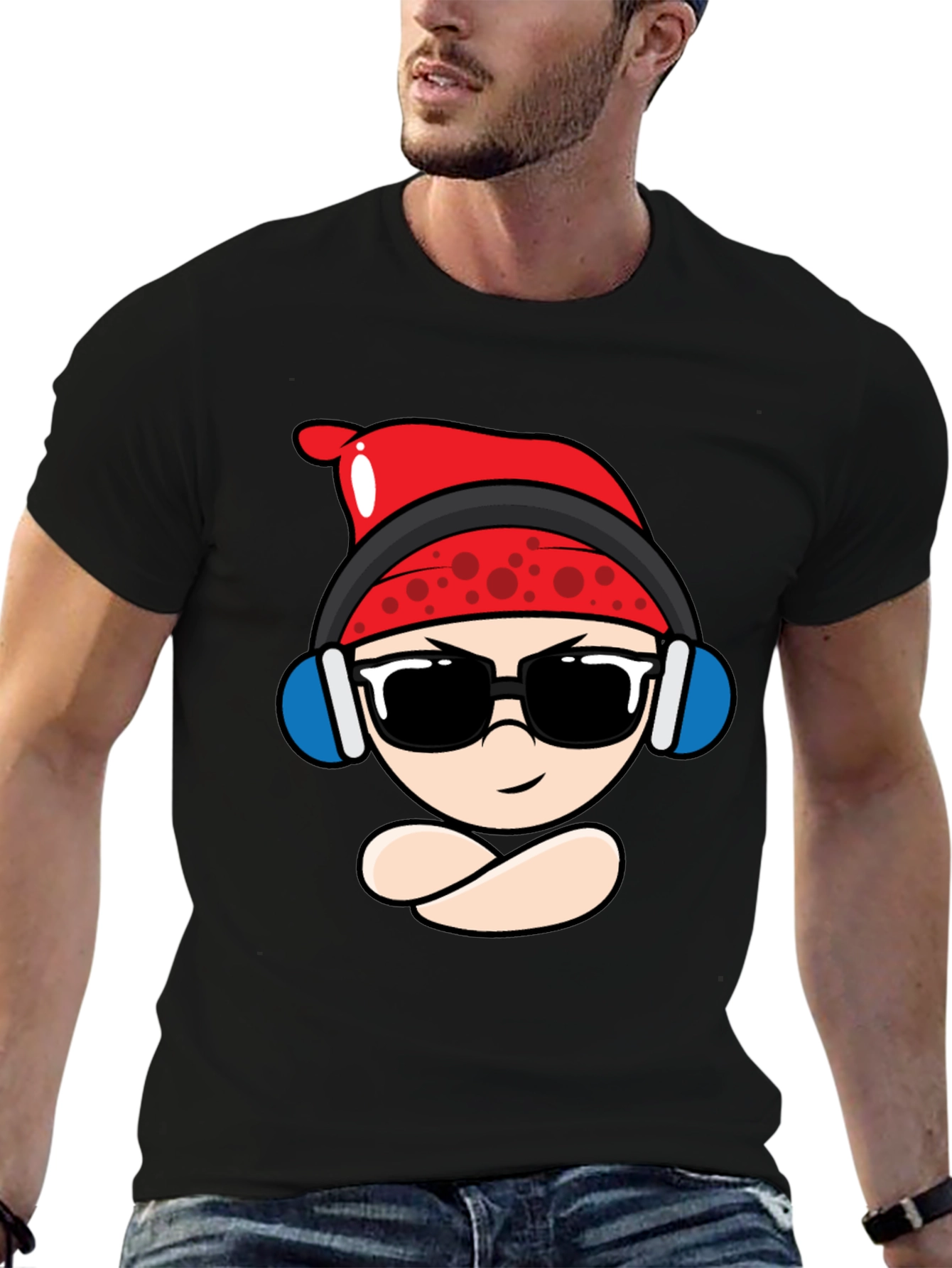 Cool Cartoon Character Black T-Shirt