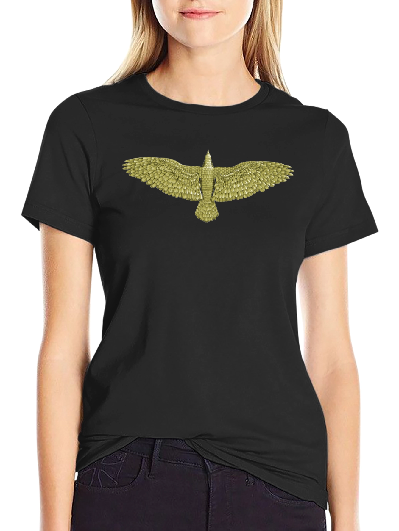 Mens Black T-Shirt with Eagle Design