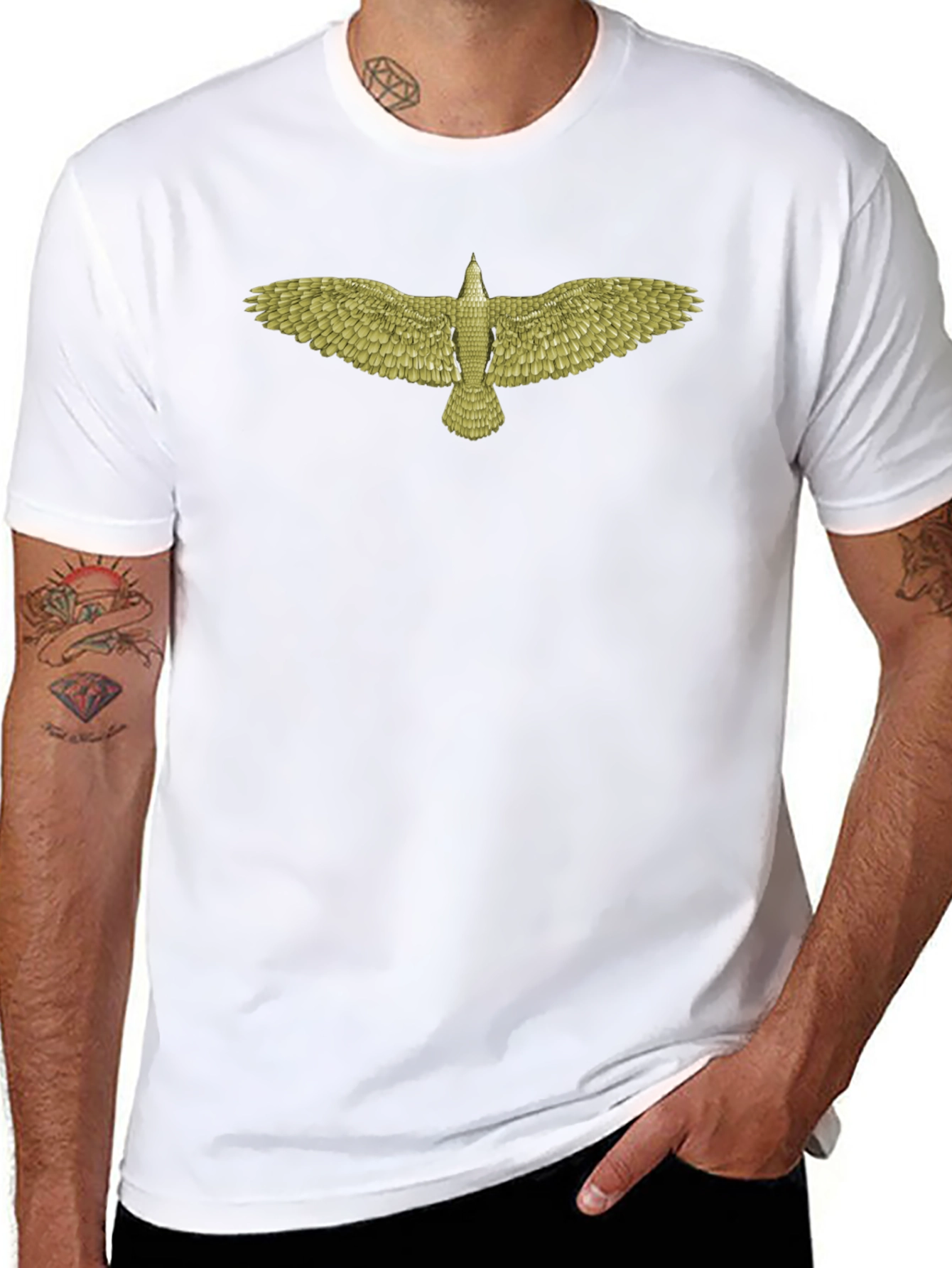 Mens Black T-Shirt with Eagle Design