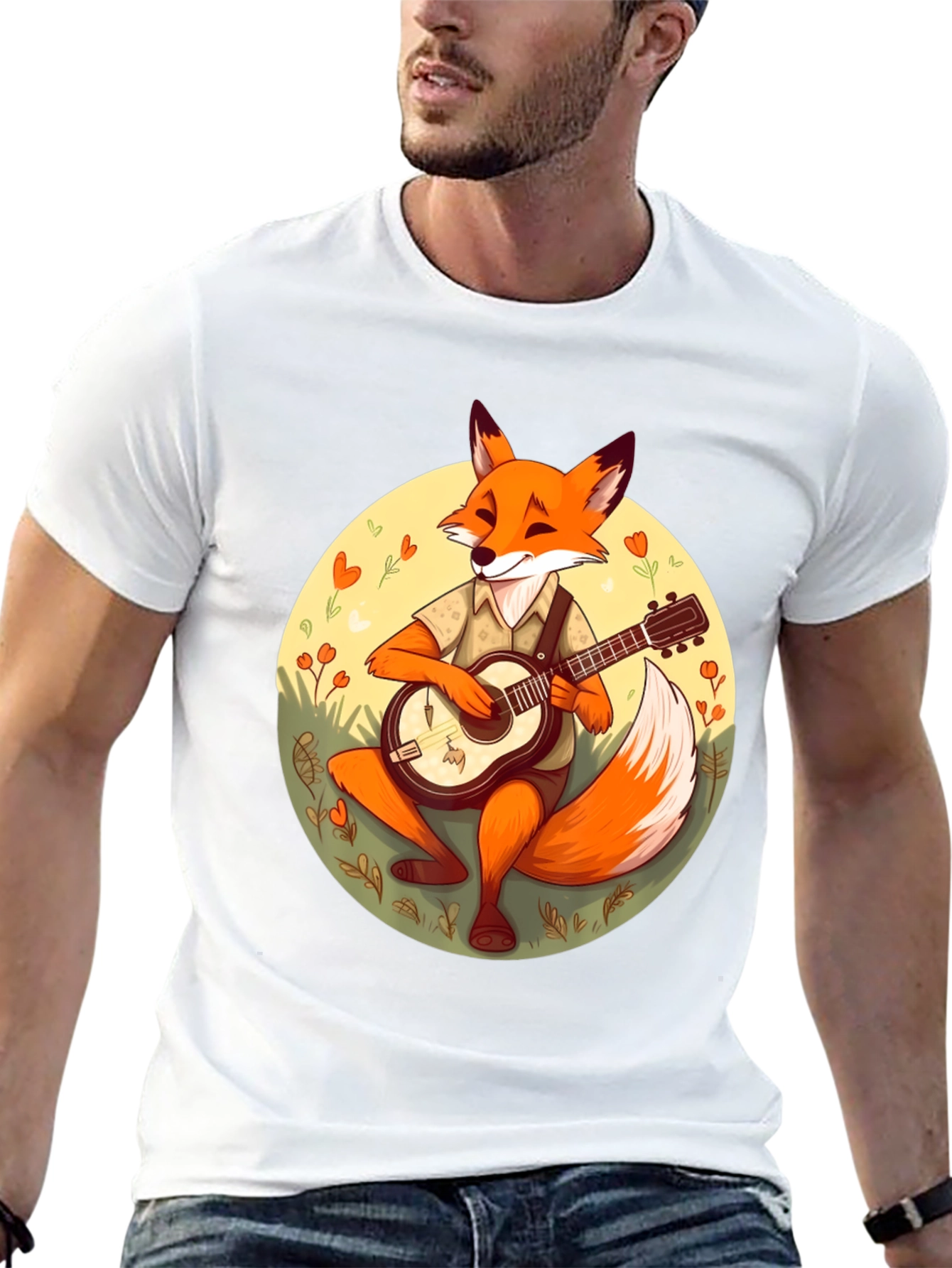 Fox Musician Graphic Tee - Playful Design