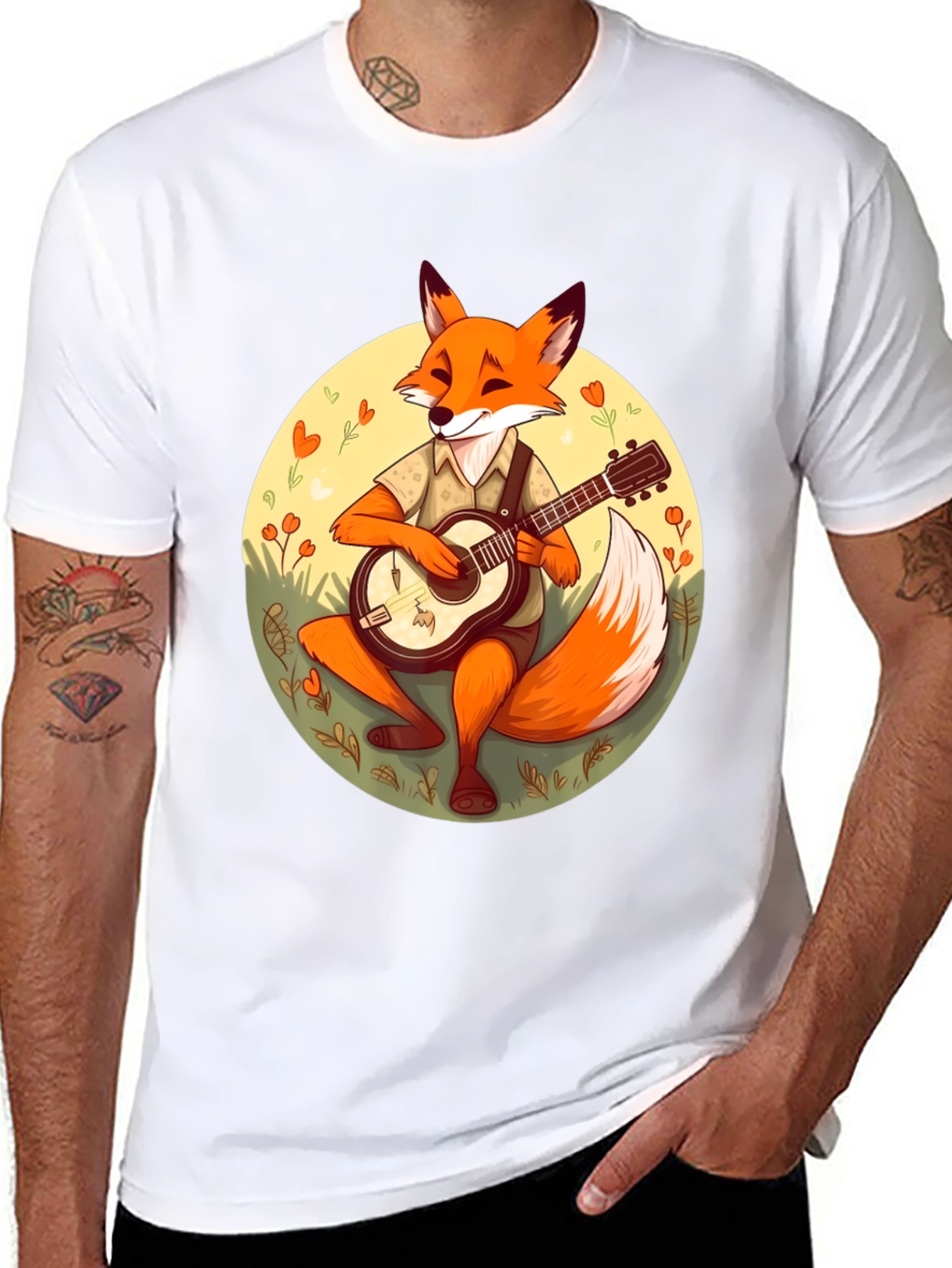 Fox Musician Graphic Tee - Playful Design