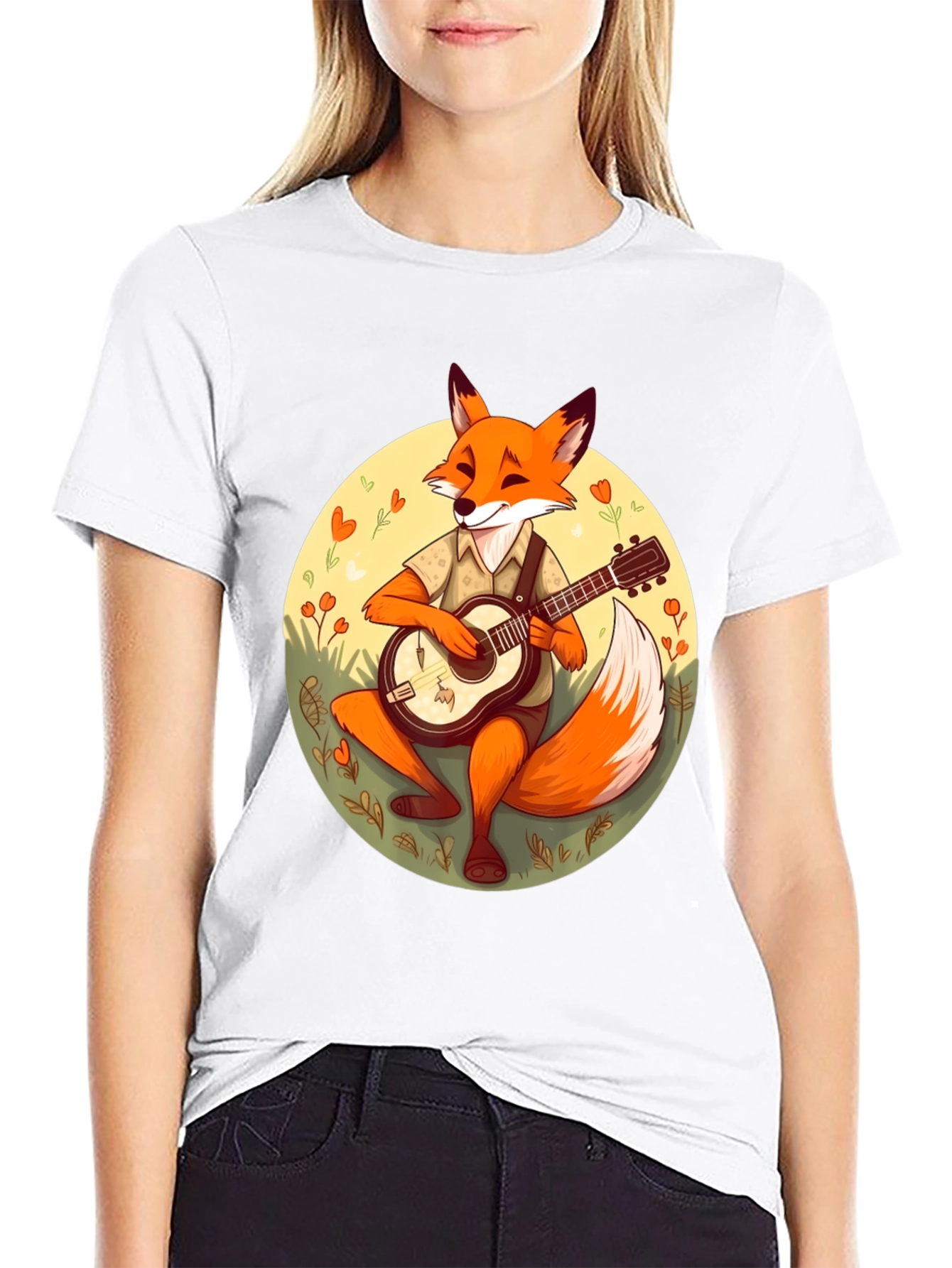 Fox Musician Graphic Tee - Playful Design