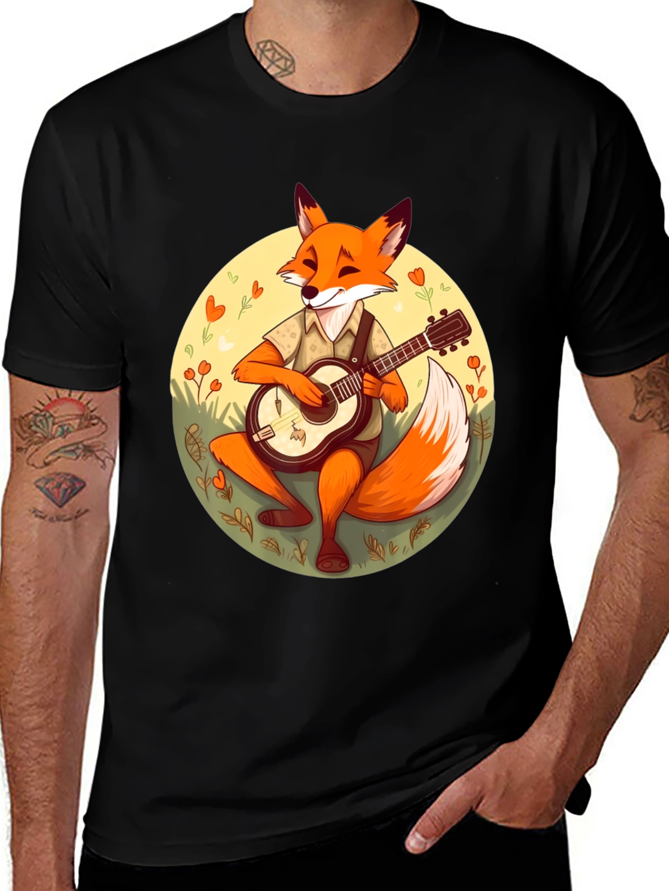 Fox Musician Graphic Tee - Playful Design