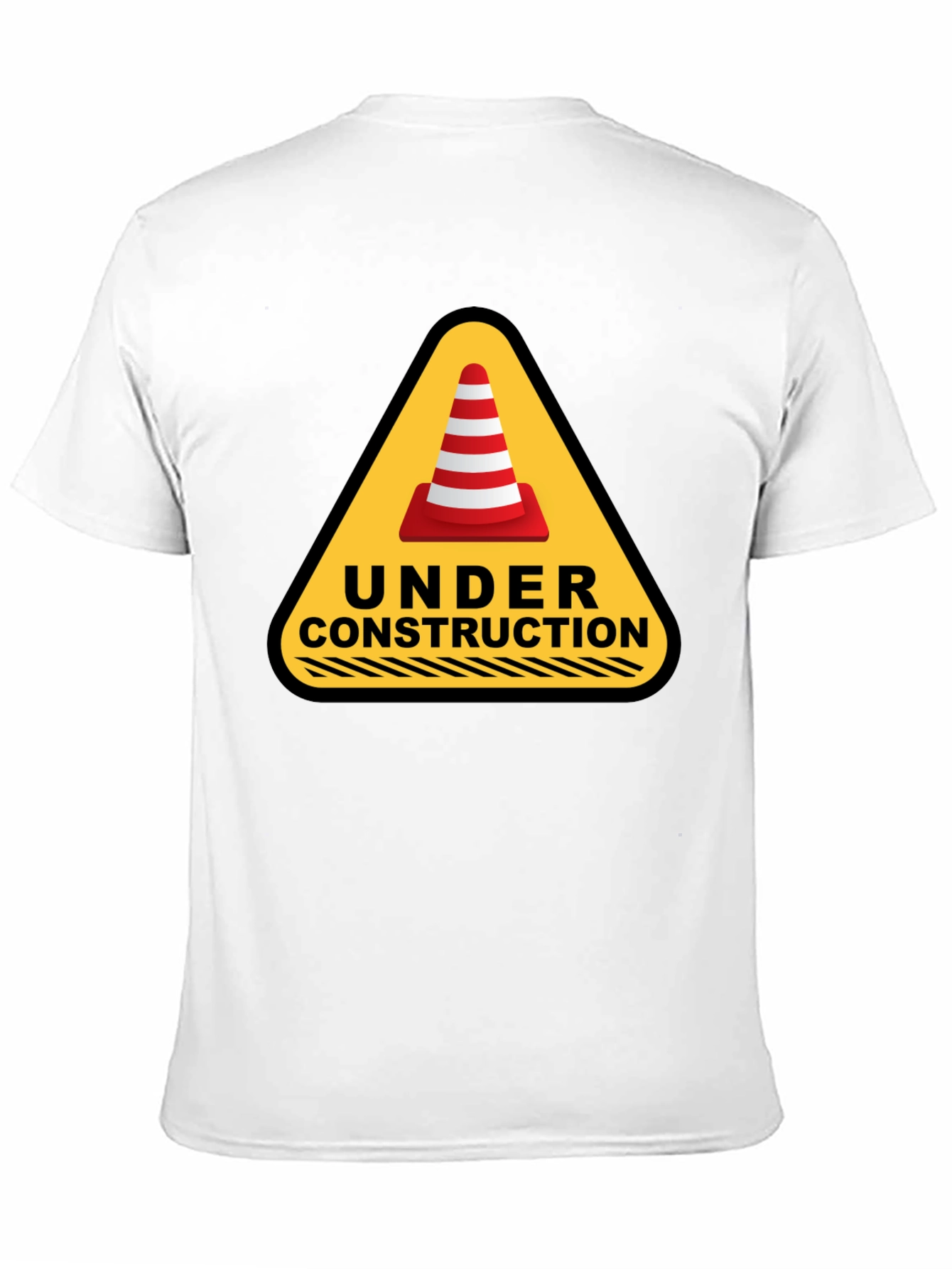 Under Construction Cone Graphic Tee - Black Cotton T-Shirt