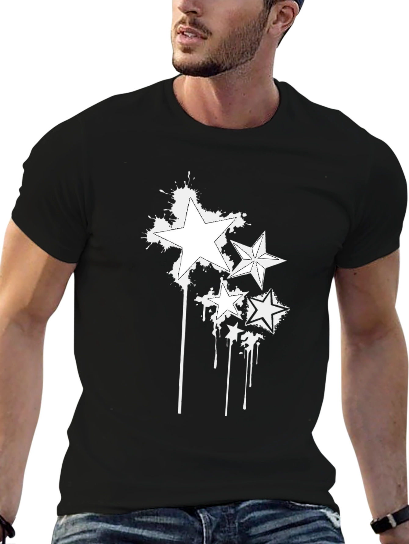 Star Splash Black T-Shirt - Edgy Graphic Tee