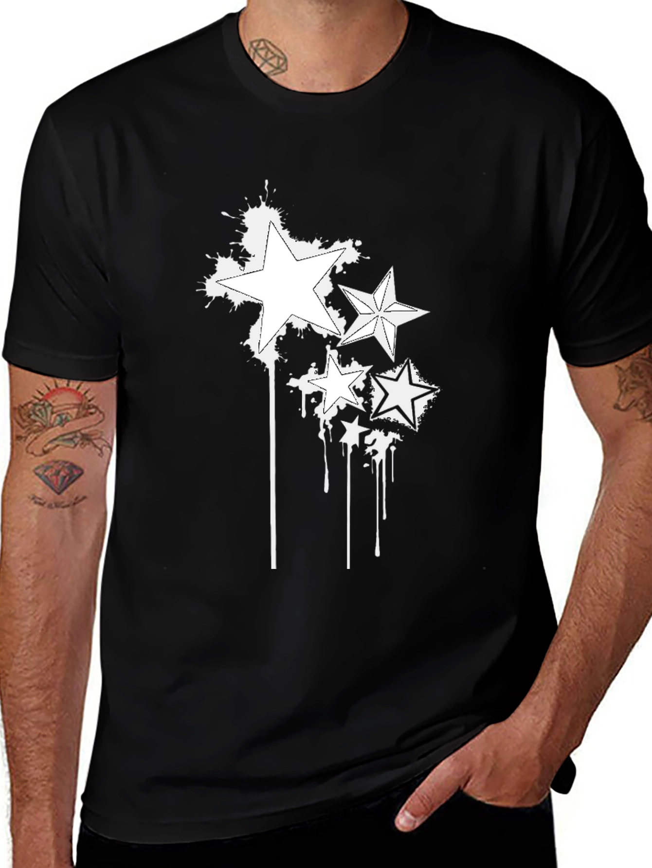 Star Splash Black T-Shirt - Edgy Graphic Tee