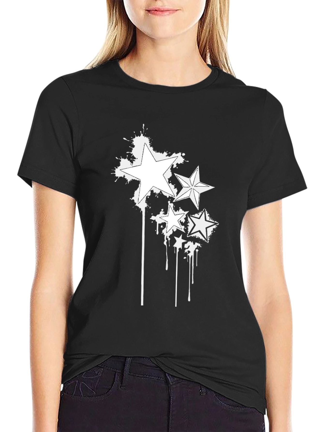 Star Splash Black T-Shirt - Edgy Graphic Tee