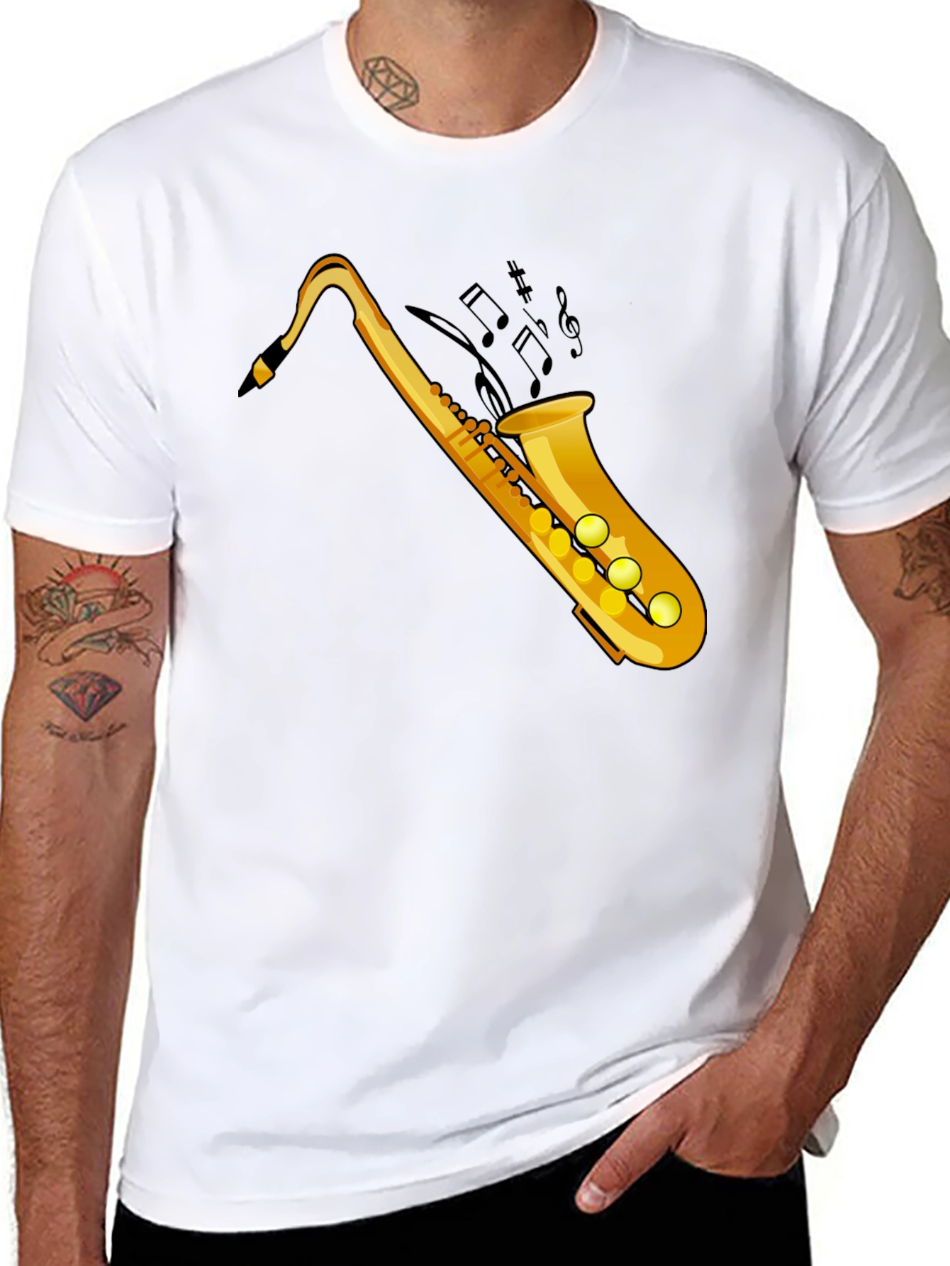 Saxophone Graphic Black T-Shirt - Music Lover Tee