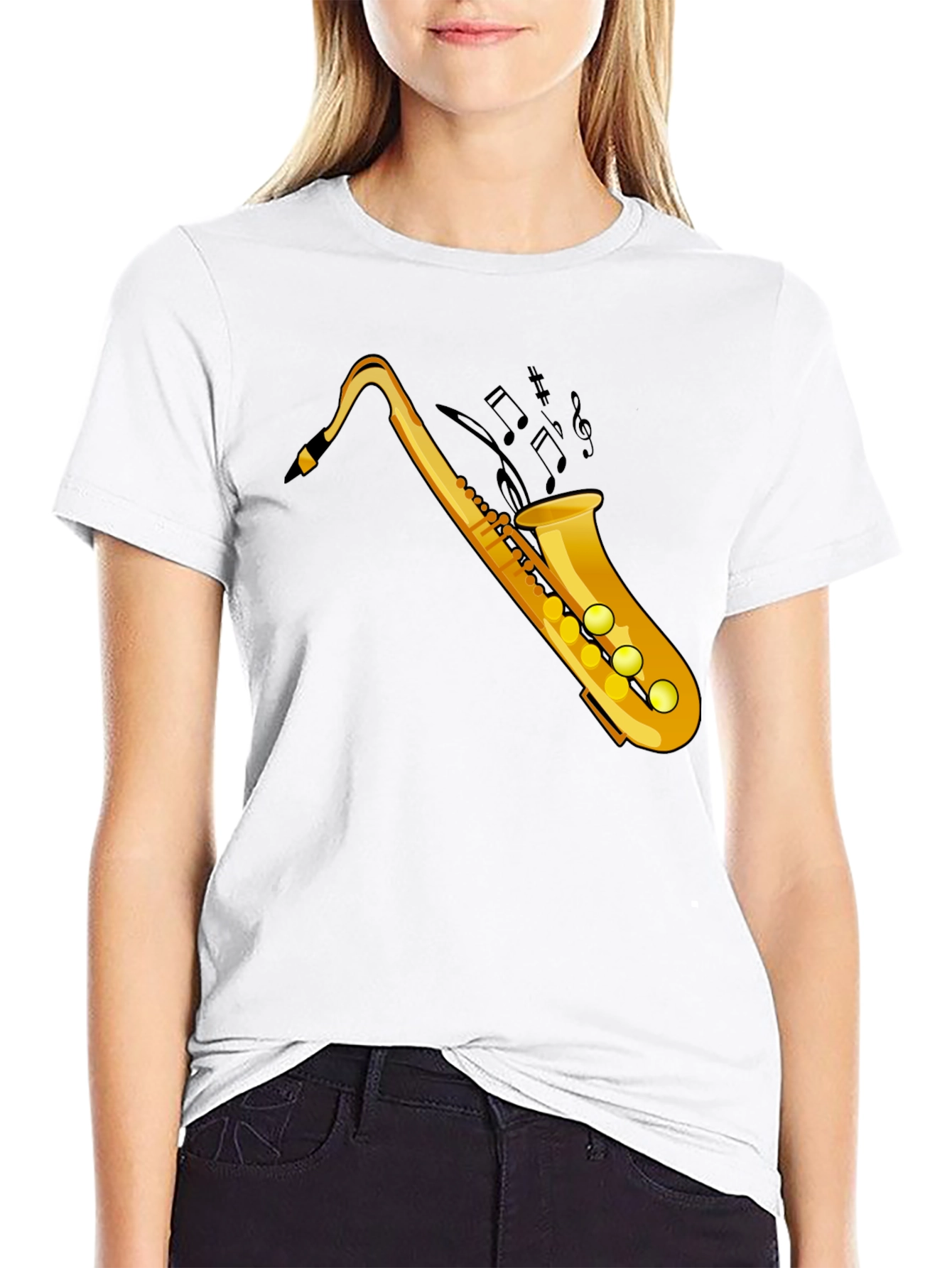 Saxophone Graphic Black T-Shirt - Music Lover Tee