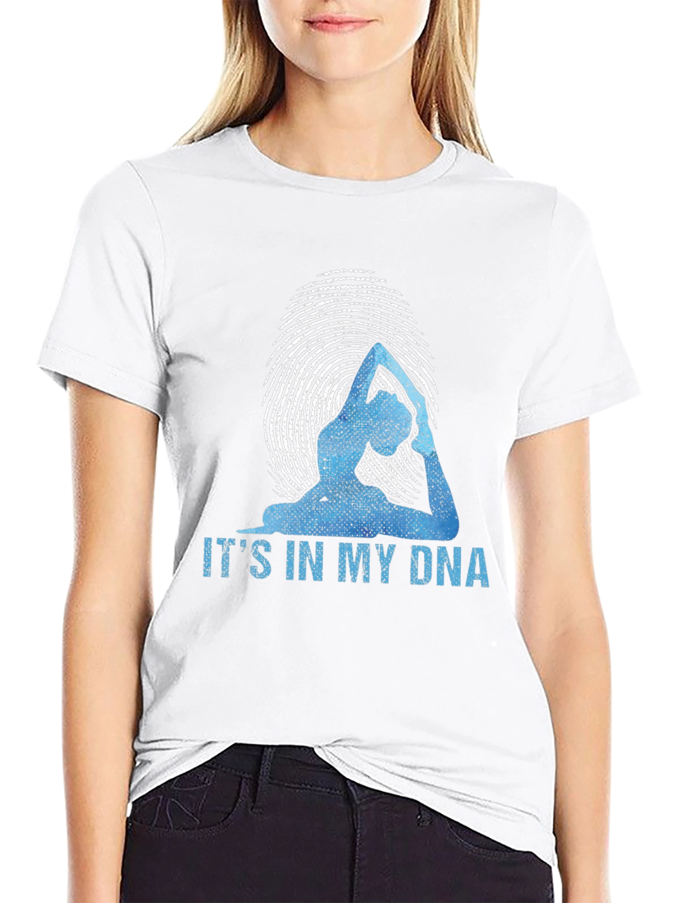 Yoga DNA Graphic T-Shirt - Black Cotton Blend