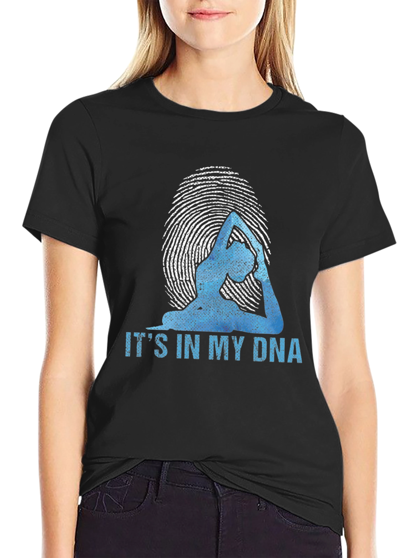Yoga DNA Graphic T-Shirt - Black Cotton Blend