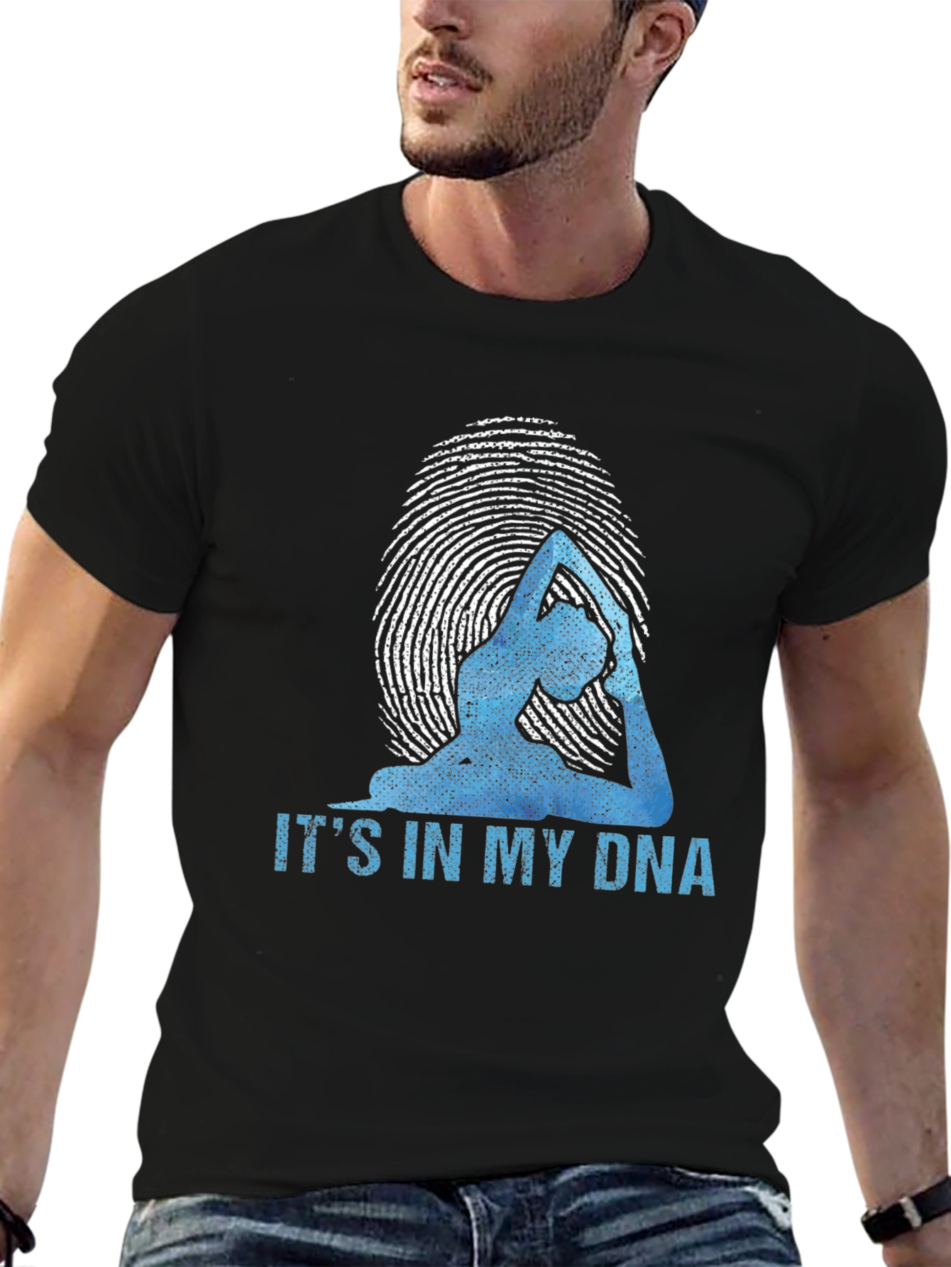 Yoga DNA Graphic T-Shirt - Black Cotton Blend