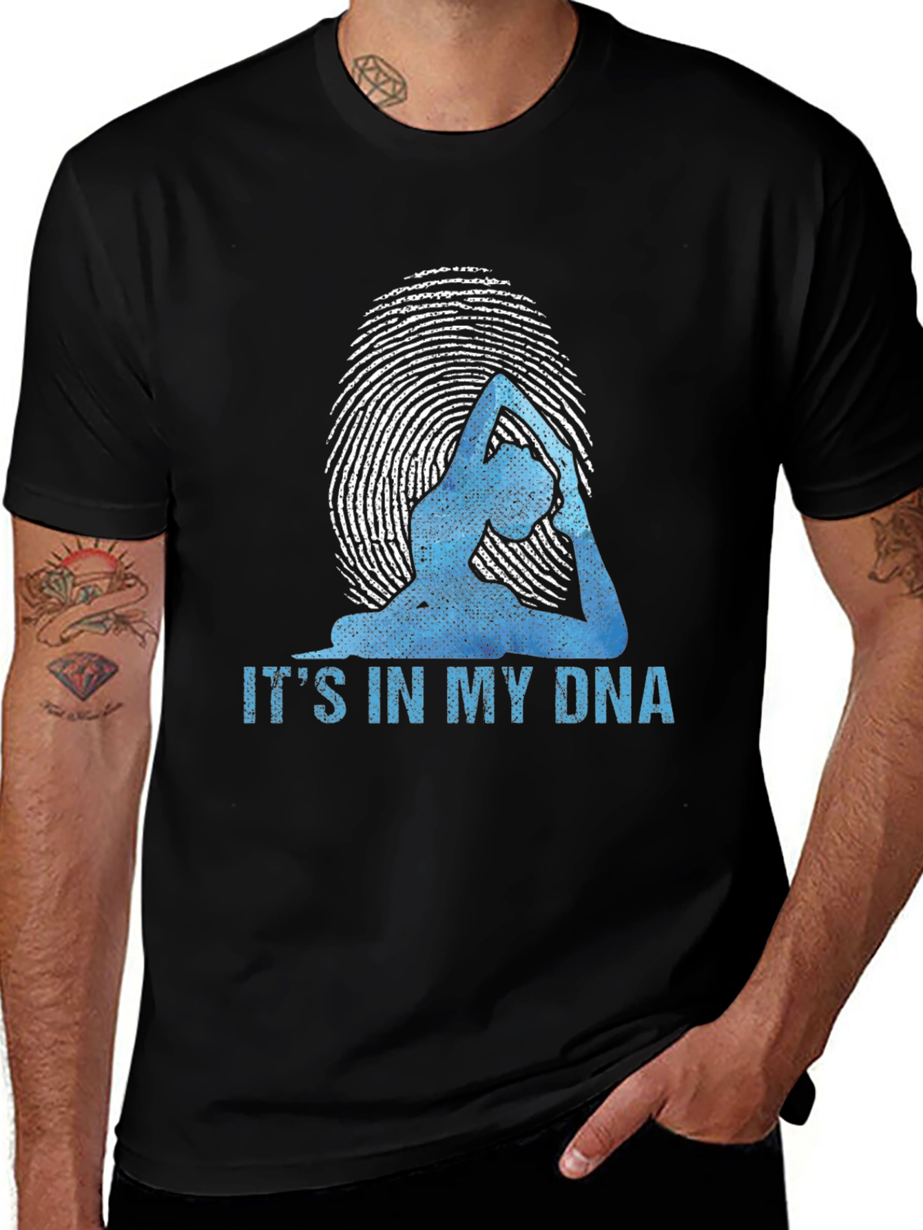 Yoga DNA Graphic T-Shirt - Black Cotton Blend