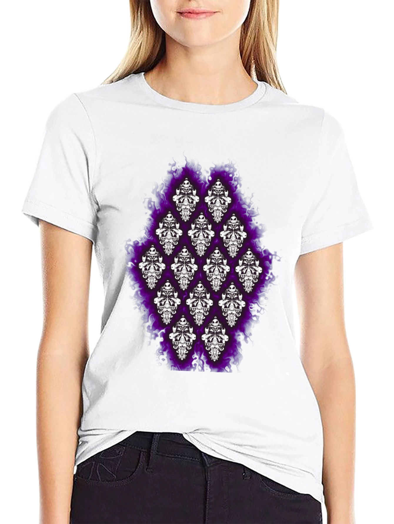 Haunted Mansion Skull T-Shirt - Gothic Purple Flame Design