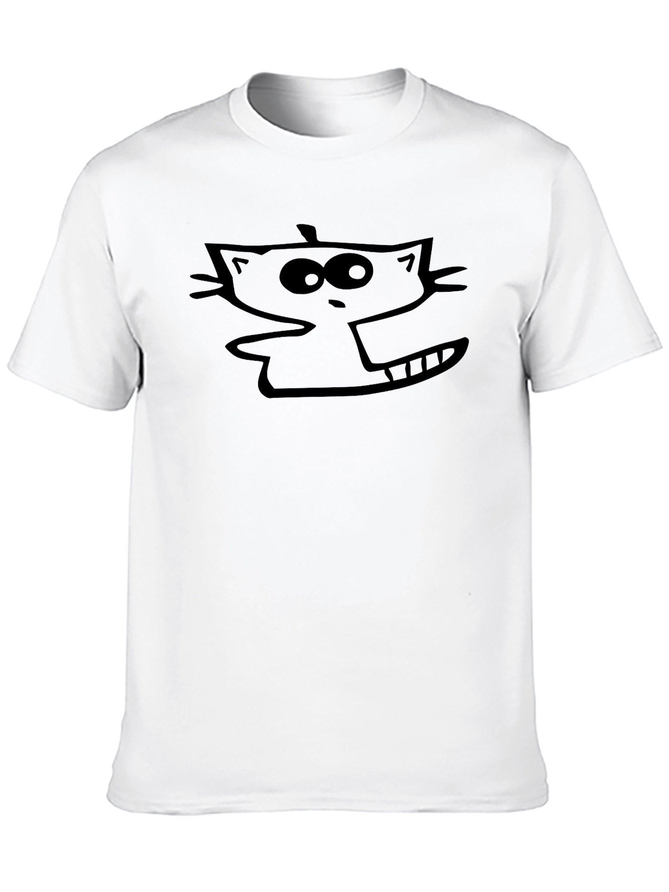 Cartoon Cat Graphic Tee - Mens Black T-Shirt