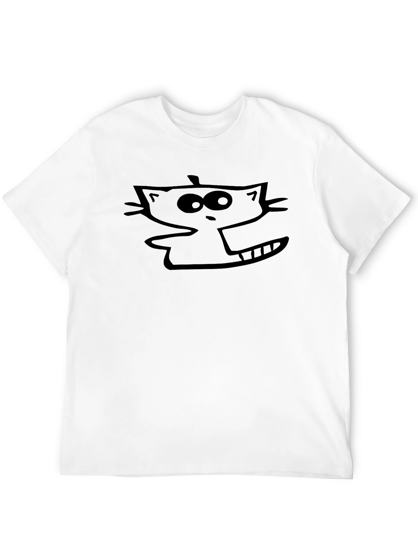 Cartoon Cat Graphic Tee - Mens Black T-Shirt