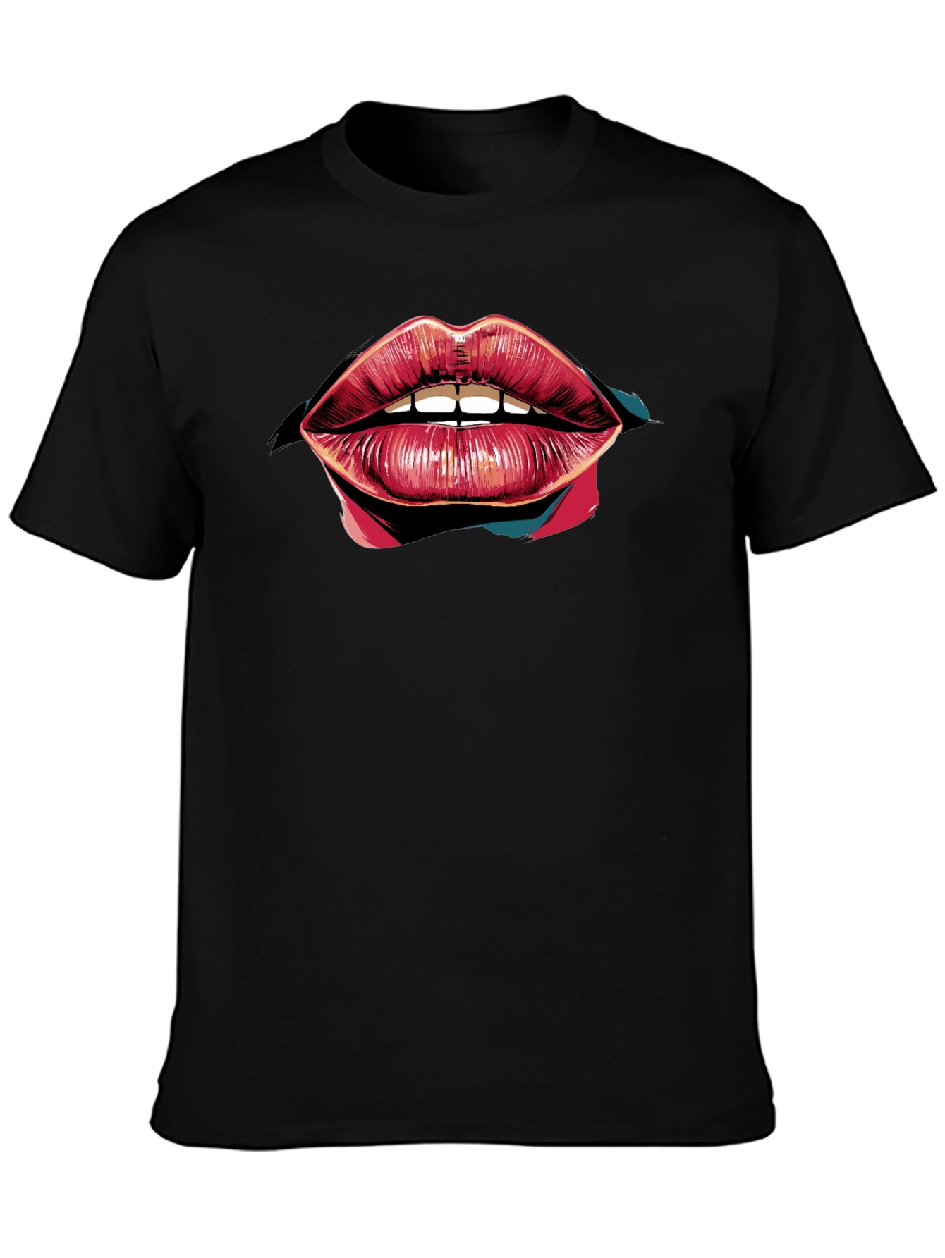 Bold Lips Graphic Black T-Shirt