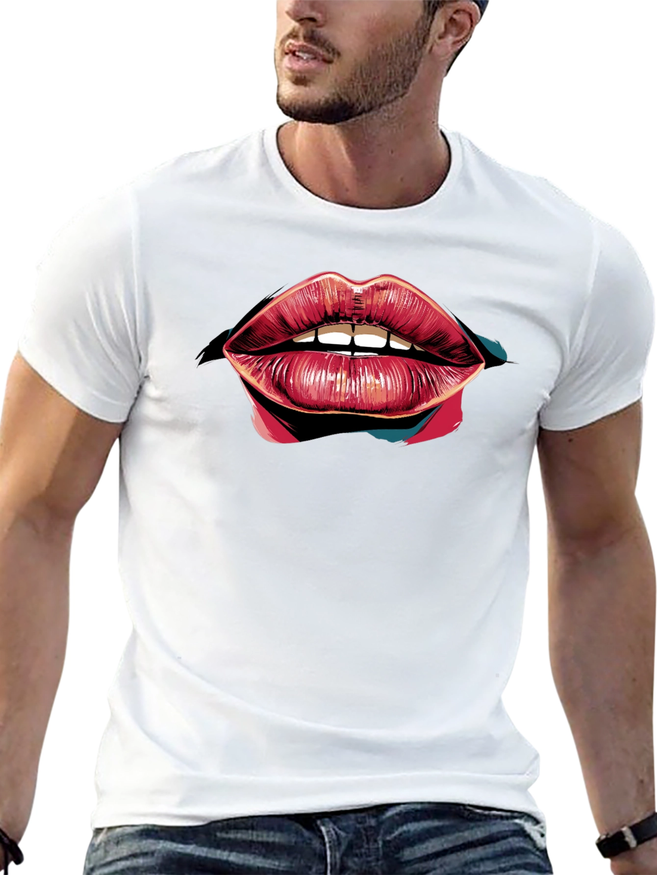 Bold Lips Graphic Black T-Shirt