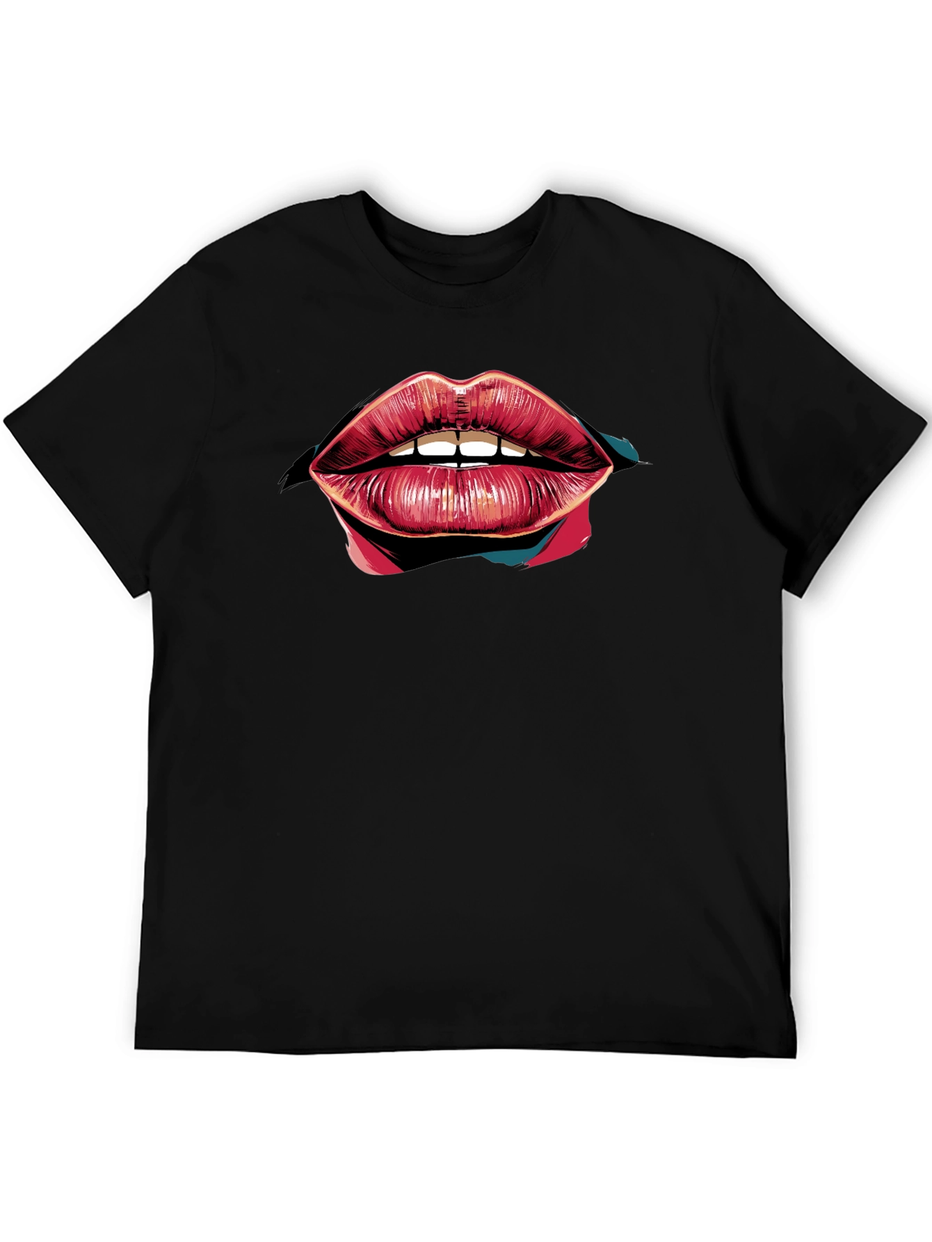 Bold Lips Graphic Black T-Shirt