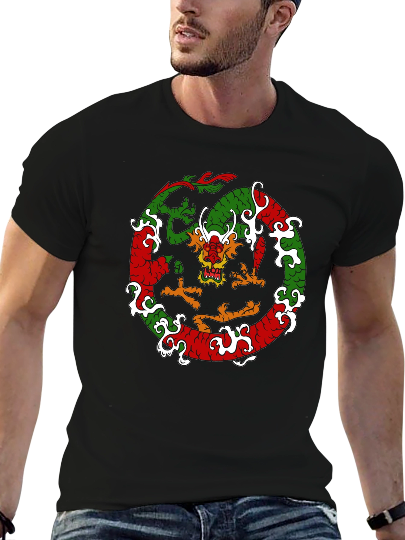 Dragon Circle Graphic Tee - Black