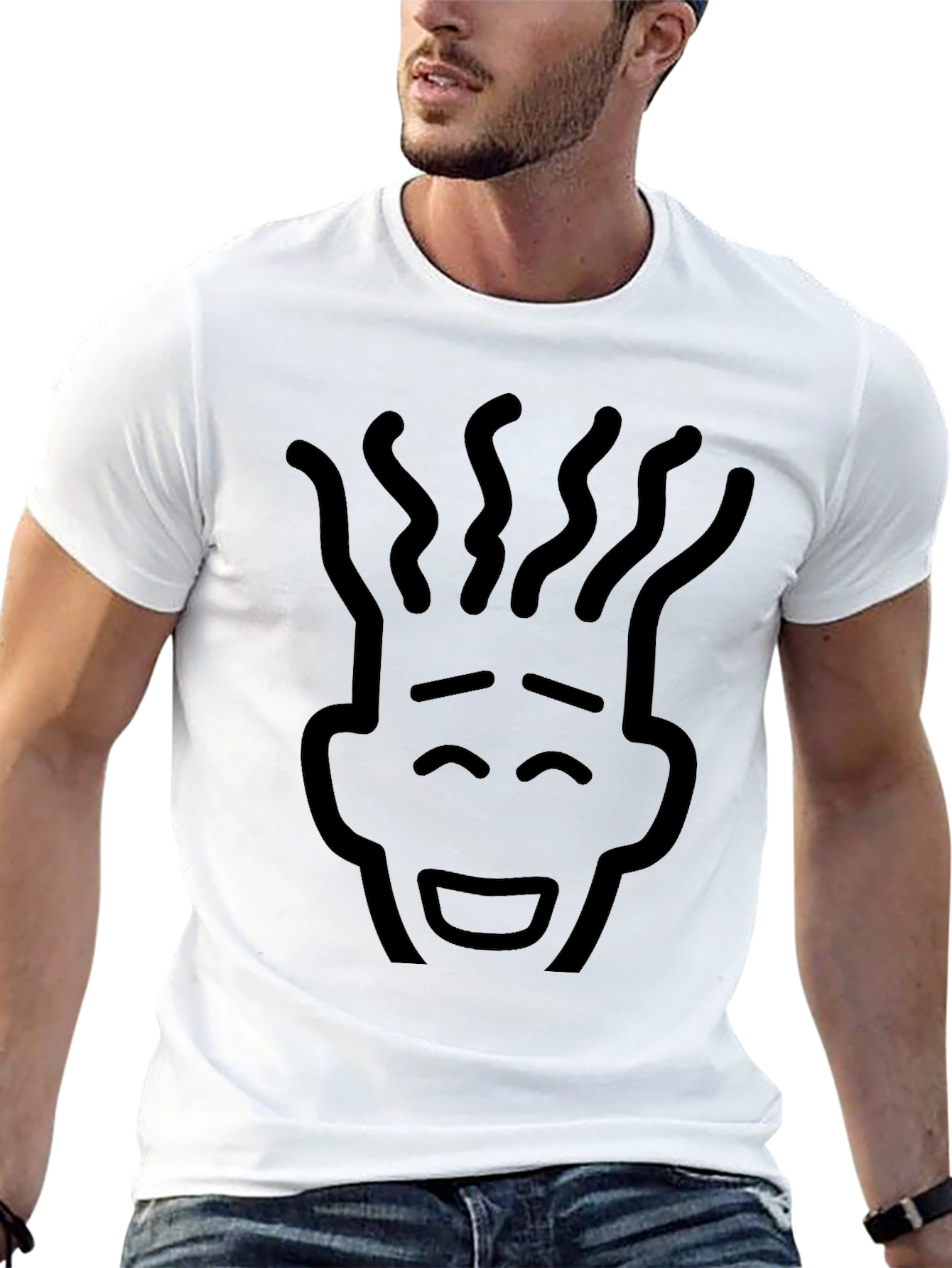 Abstract Face Black Graphic Tee