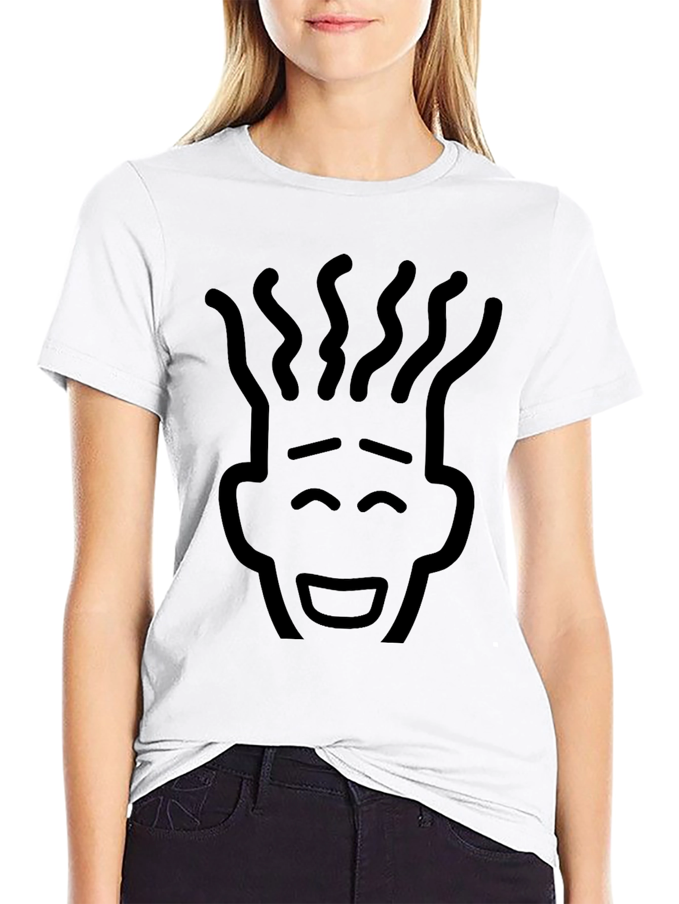 Abstract Face Black Graphic Tee