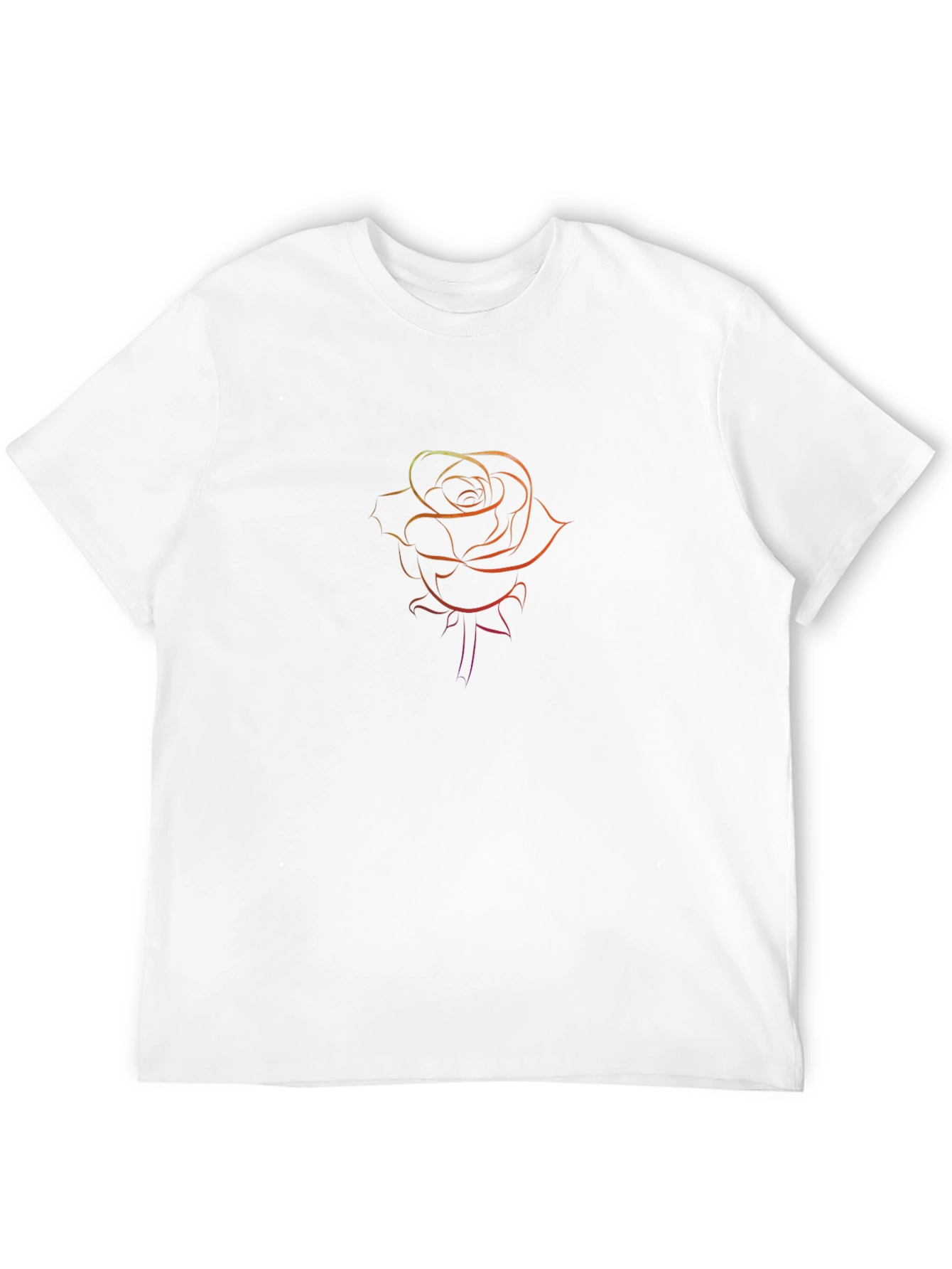 Rose Outline Graphic Tee - Black Casual T-Shirt