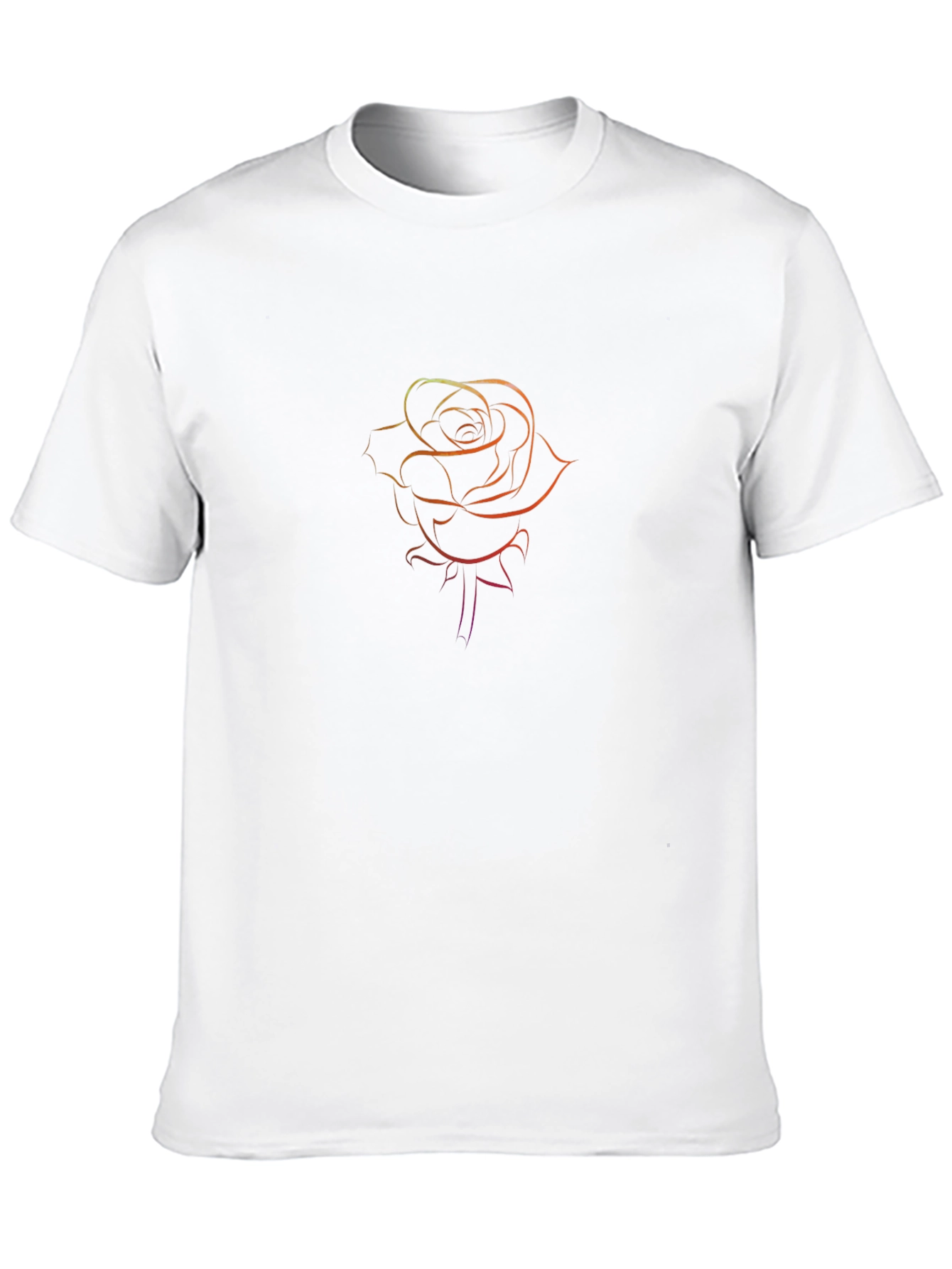Rose Outline Graphic Tee - Black Casual T-Shirt