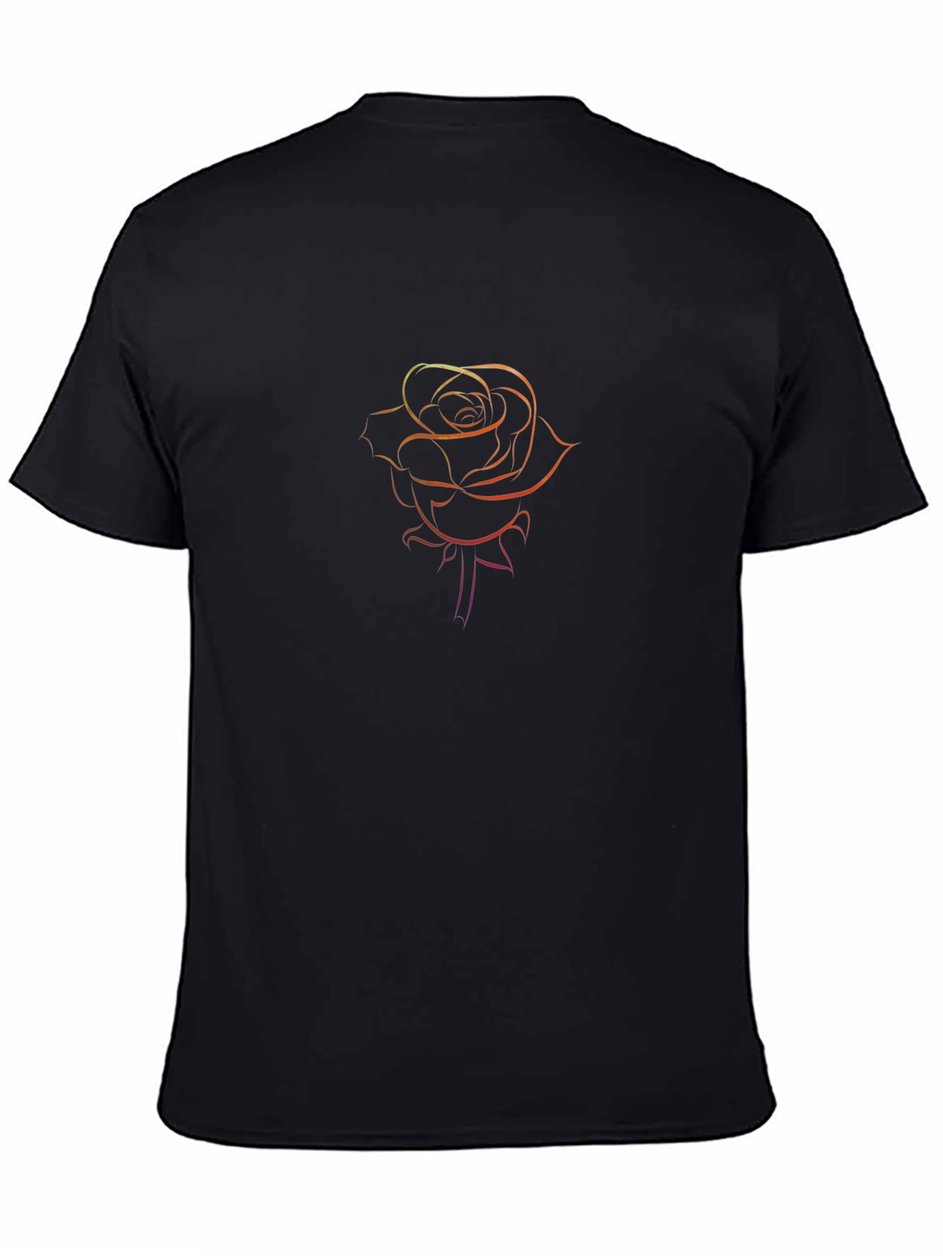 Rose Outline Graphic Tee - Black Casual T-Shirt