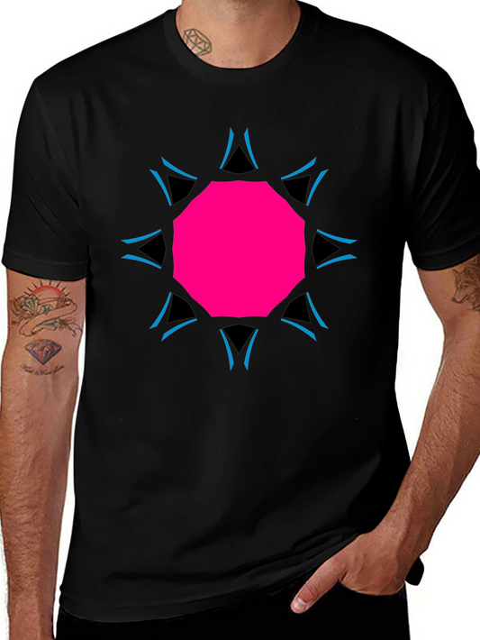 Geometric Print Black Tee