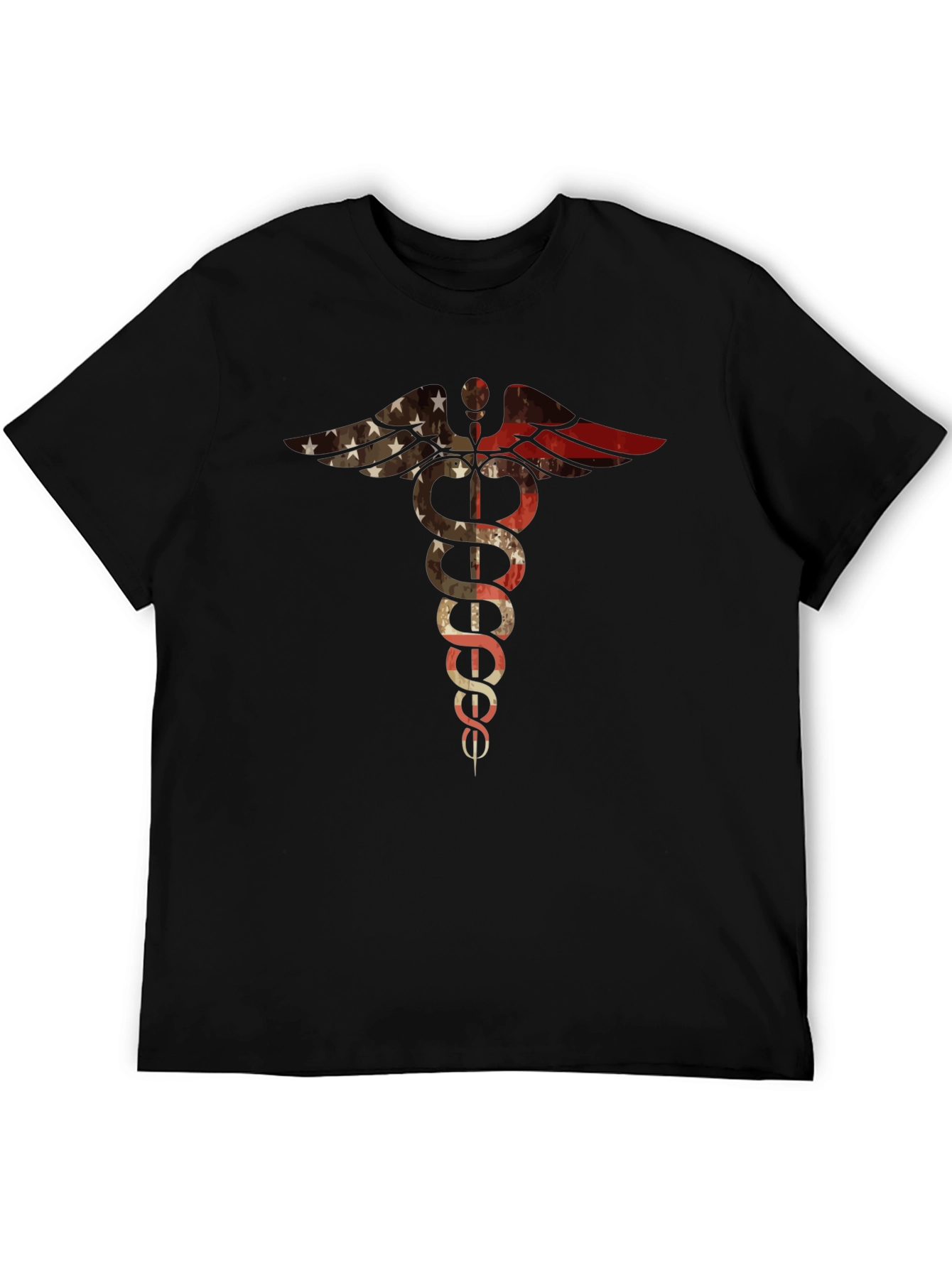 American Flag Medical Symbol Black T-Shirt